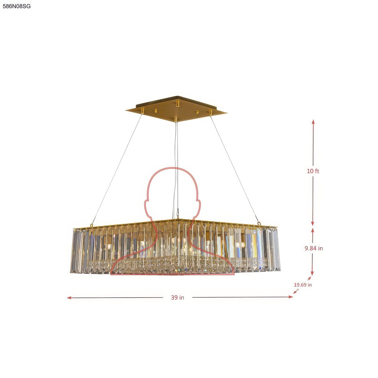 The Long View 8 Light Dimmable Linear Pendant