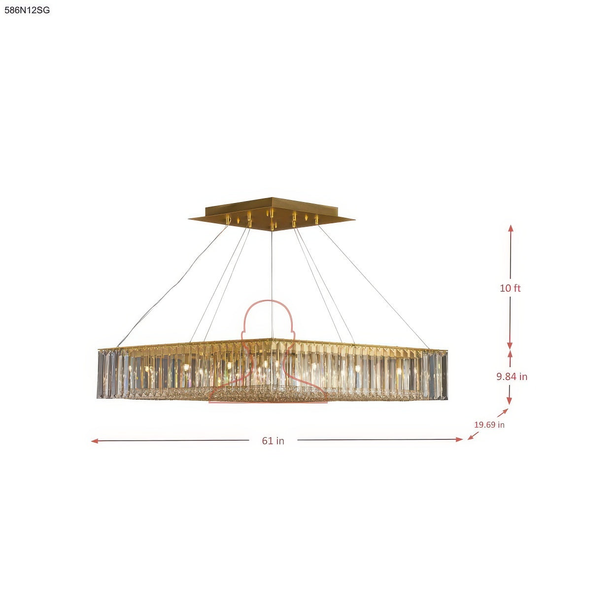The Long View 12 Light Dimmable Linear Pendant