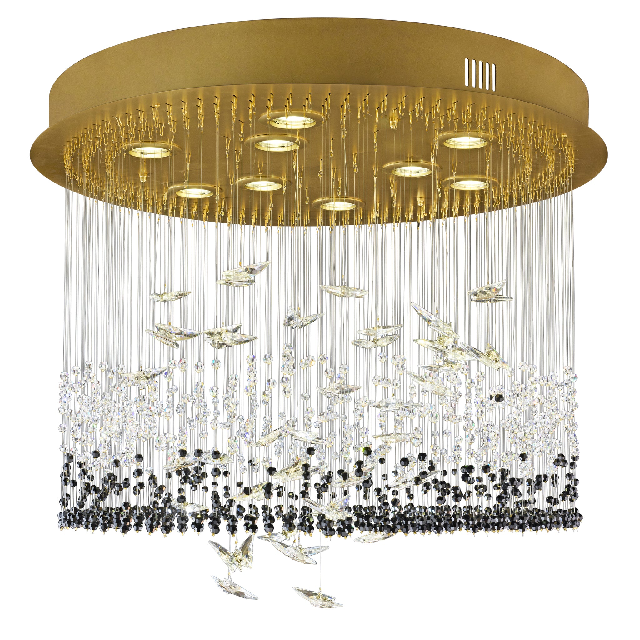 Night Garden 9 Light Leaded Crystal Butterfly Flush Mount