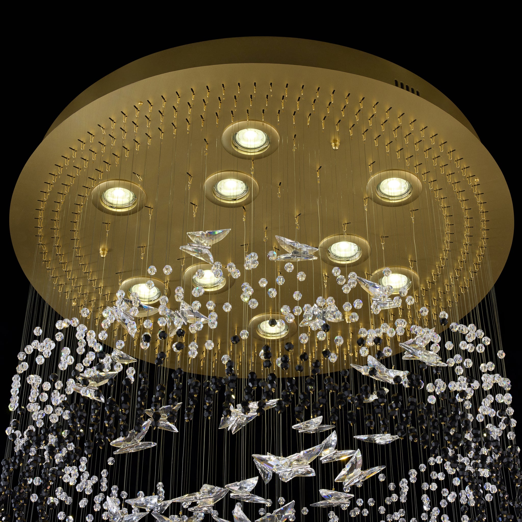 Night Garden 9 Light Leaded Crystal Butterfly Flush Mount