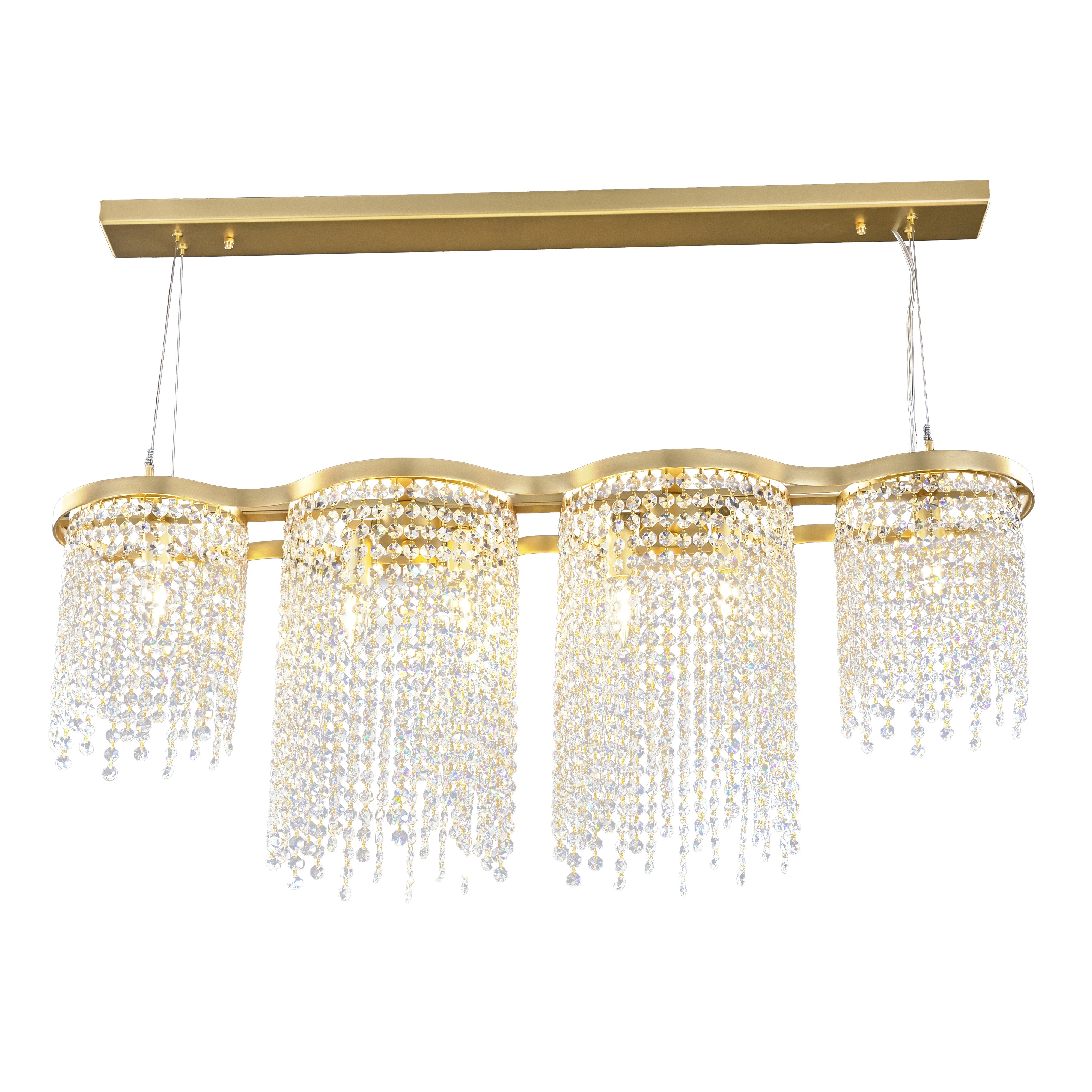 Deco Drippy 6 Light Dimmable Linear Dining Pendant - Satin Gold