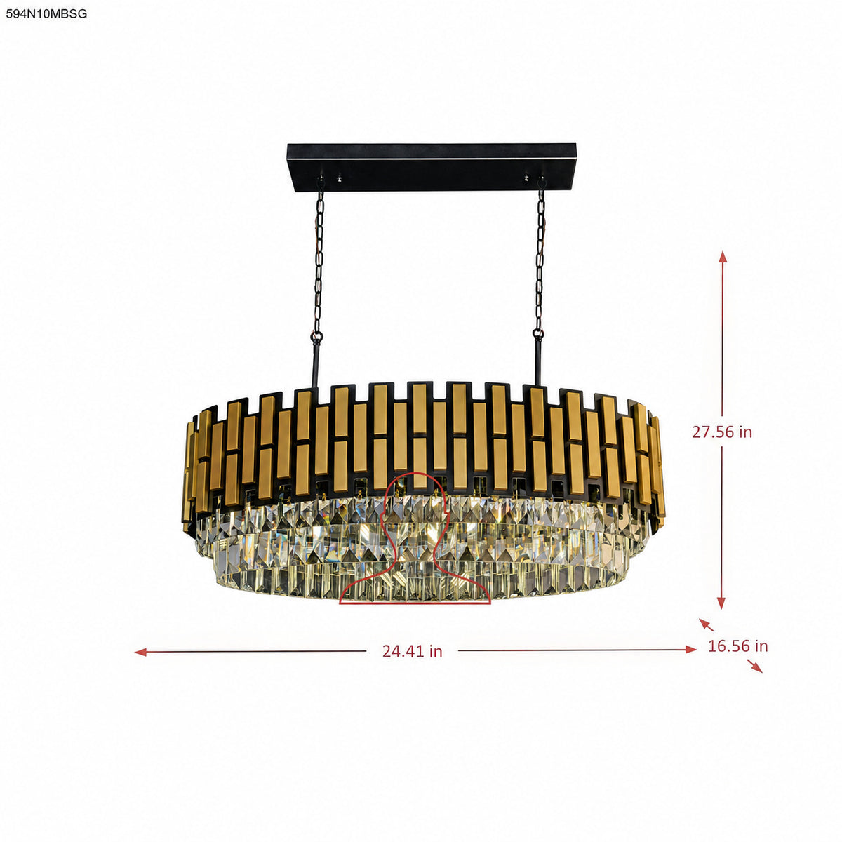 Black Tie 10 Light Dimmable Linear Pendant