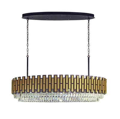 Black Tie 12 Light Dimmable Linear Pendant - Black and Satin Gold