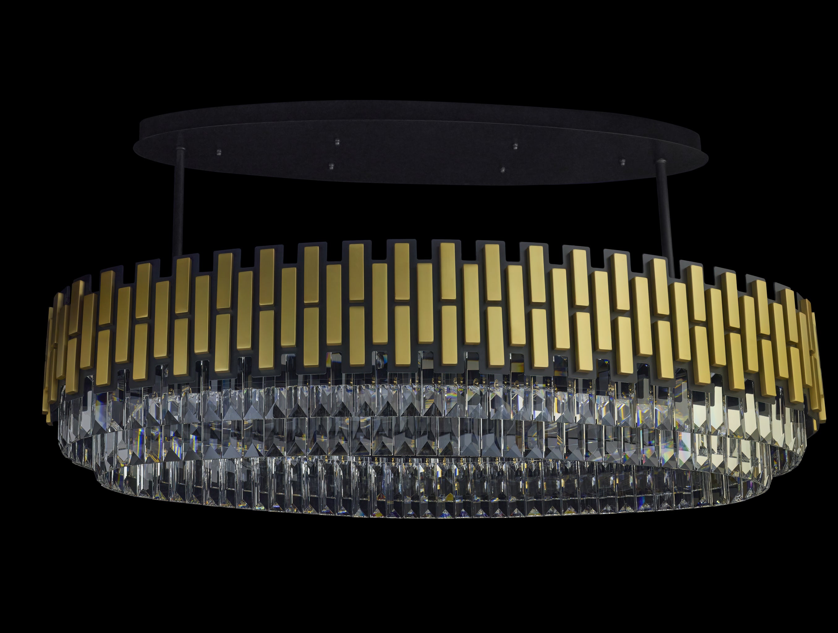 Black Tie 12 Light Dimmable Linear Pendant - Black and Satin Gold