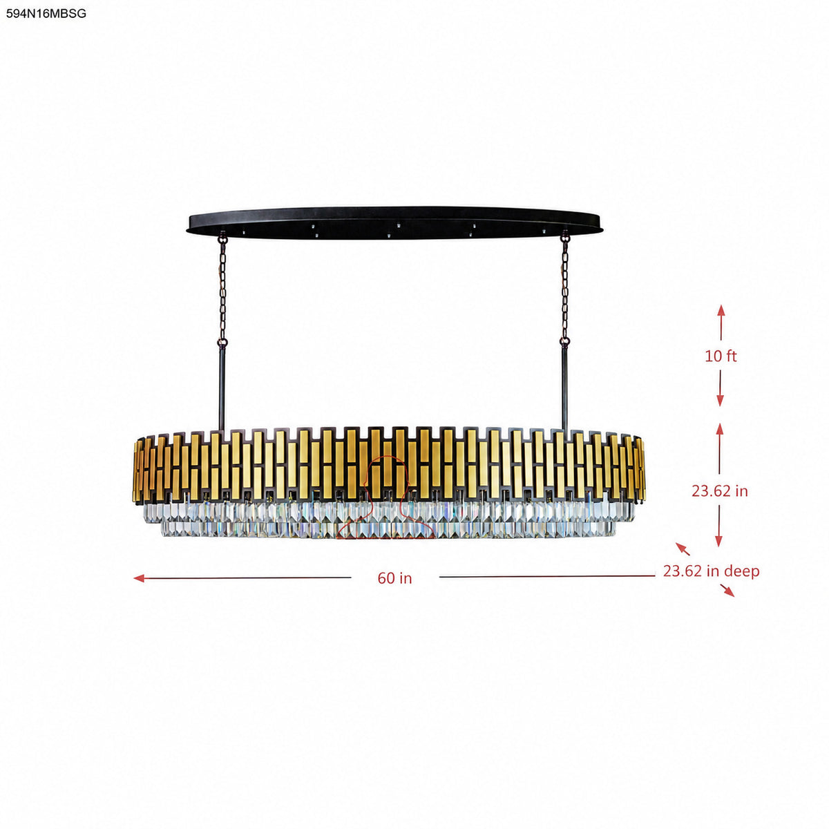 Black Tie 16 Light Dimmable Linear Pendant