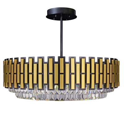 Black Tie 12 Light Dimmable Linear Pendant - Black and Satin Gold