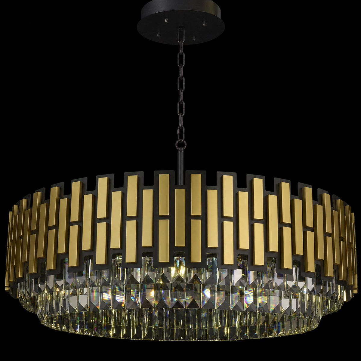 Black Tie 9 Light Dimmable Crystal Pendant Chandelier