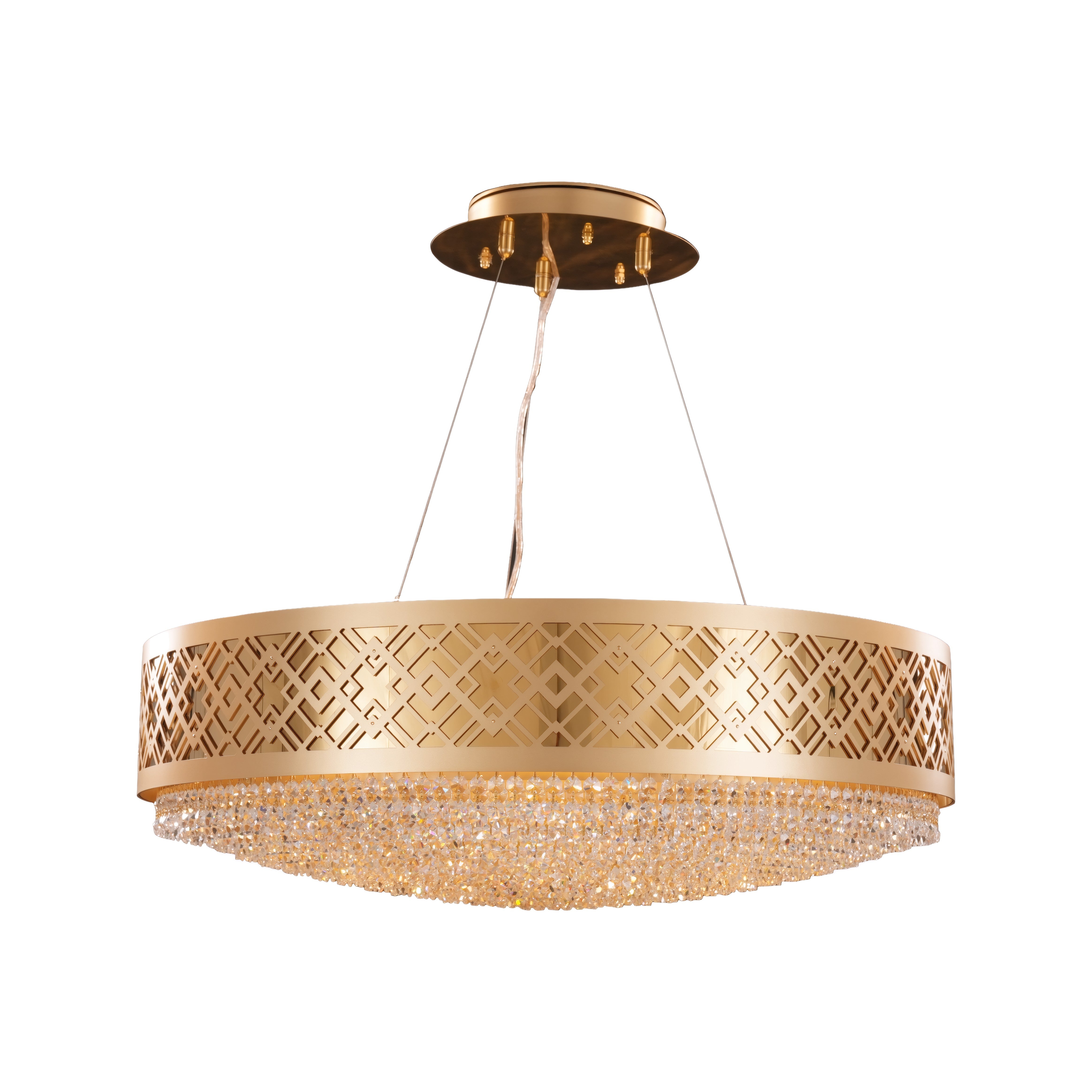 Gilded Stage 12 Light Dimmable Pendant Chandelier - Polished Gold/Satin Gold