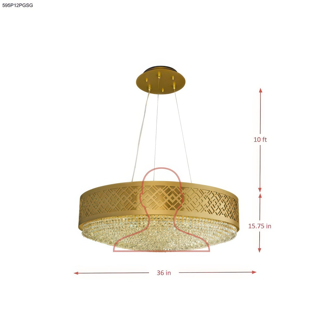 Gilded Stage 12 Light Dimmable Pendant Chandelier