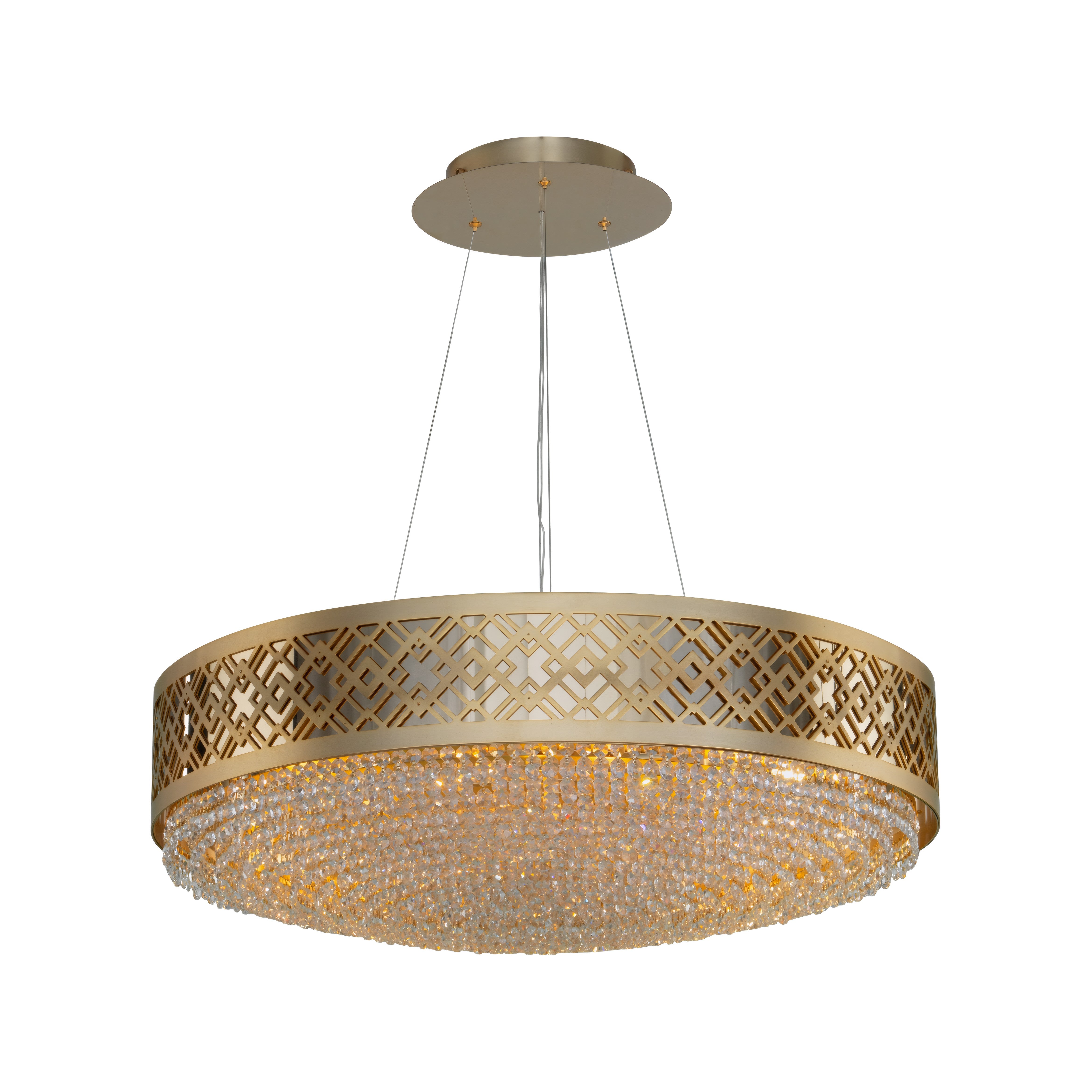 Gilded Stage 16 Light Dimmable Pendant Chandelier - Polished Gold/Satin Gold