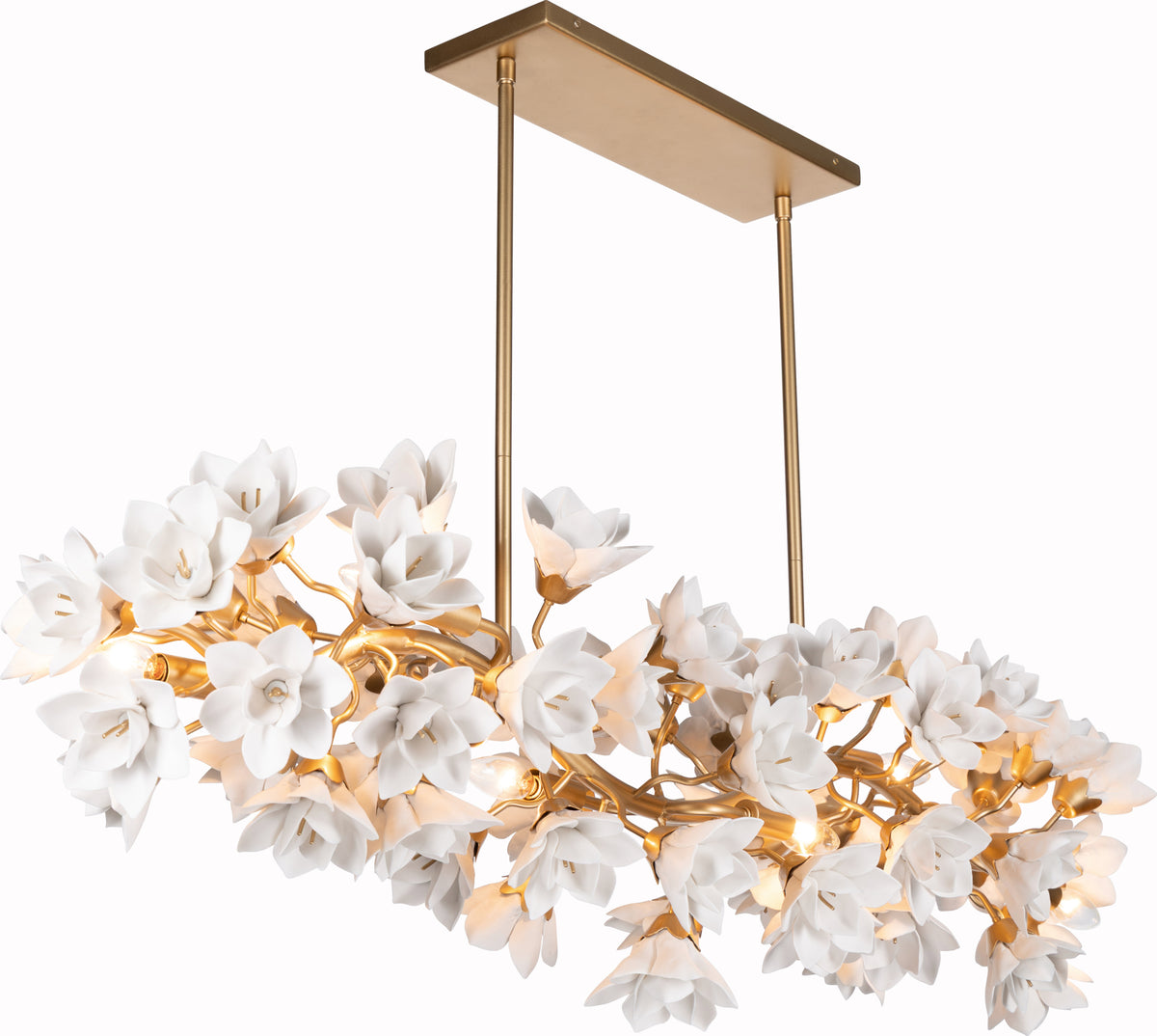 Petal to the Metal 6 Light Linear Pendant - French Gold