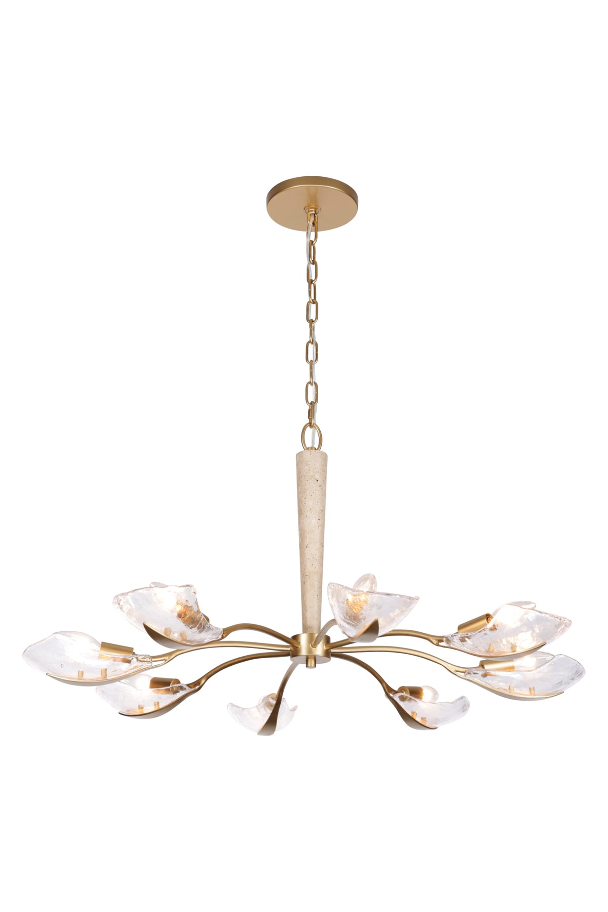 Ice Breaker Ice Glass and Travertine 8 Lights Chandelier