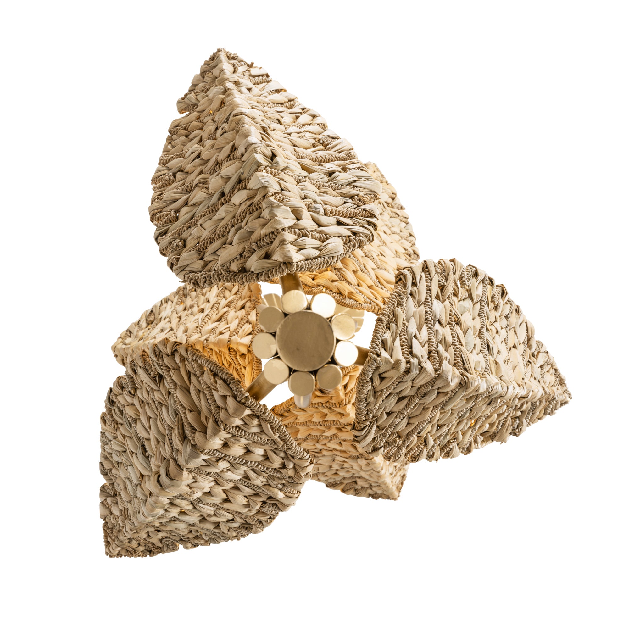 Banana Leaf 6 Light Chandelier - French Gold/Natural Seagrass