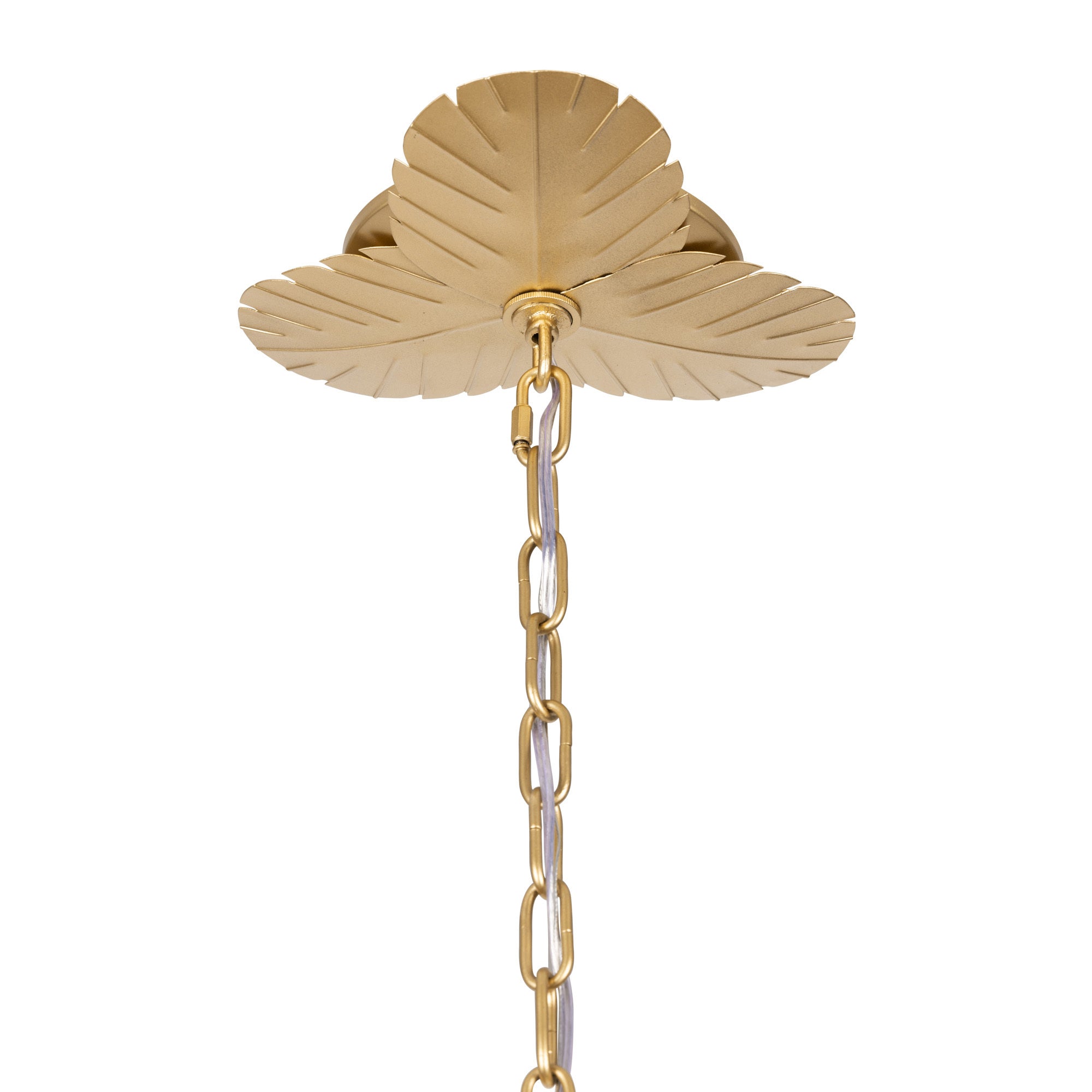 Banana Leaf 6 Light Chandelier - French Gold/Natural Seagrass