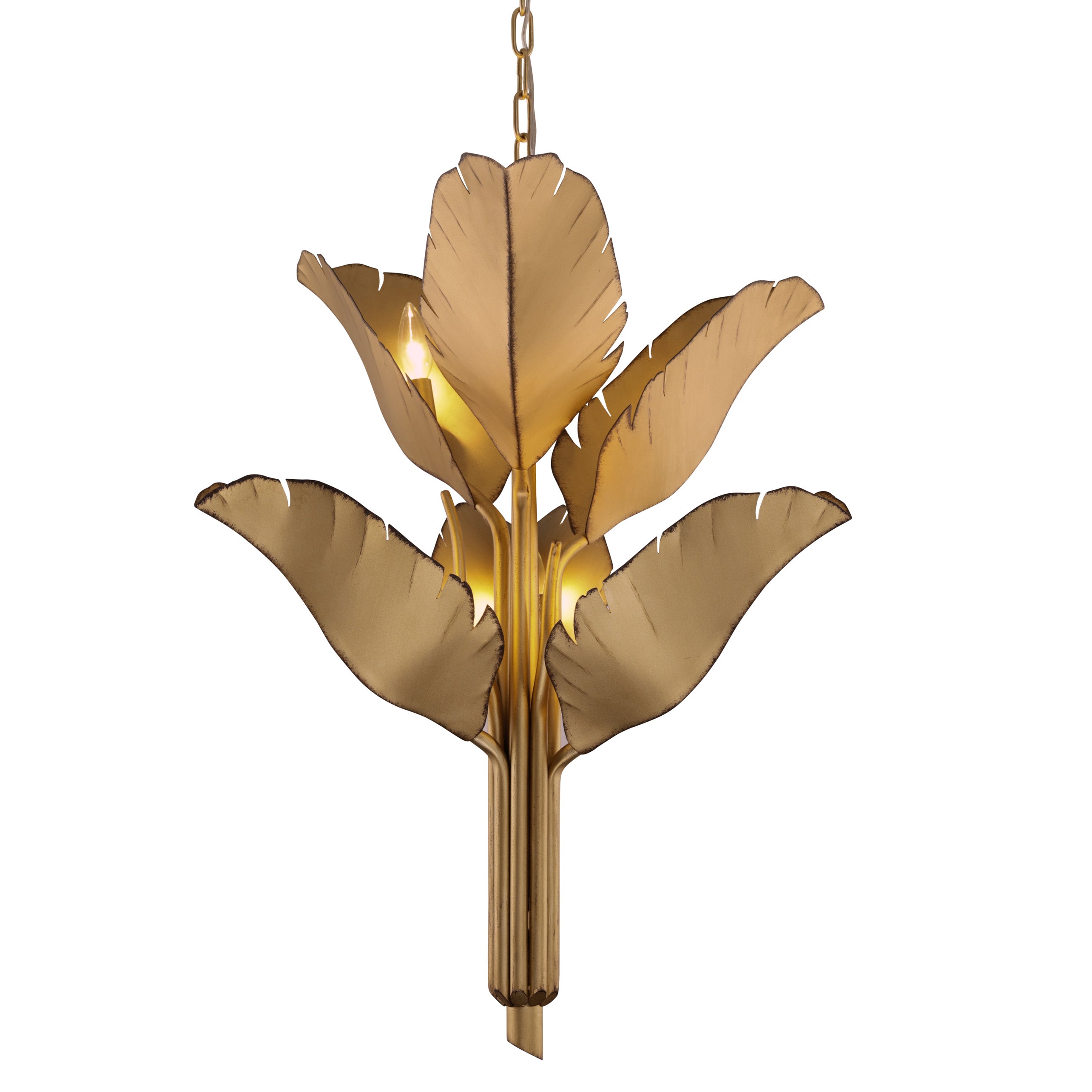Banana Leaf 6-Light Chandelier - Gold/Dark Edging