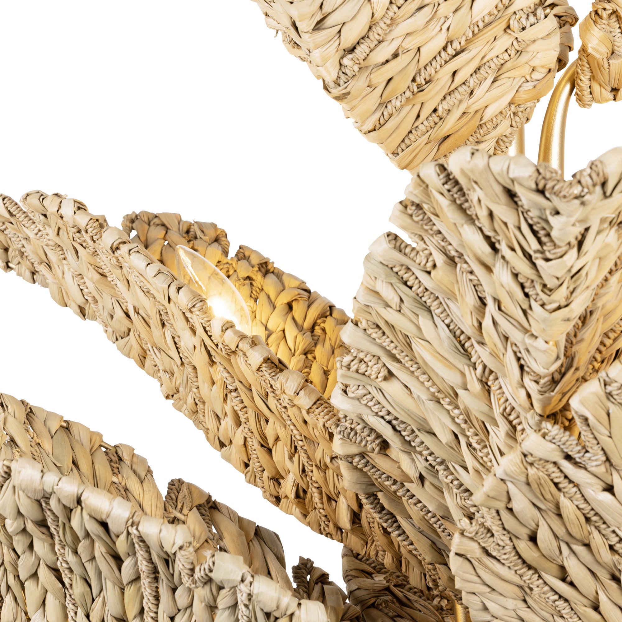 Banana Leaf 9 Light Chandelier - French Gold/Natural Seagrass