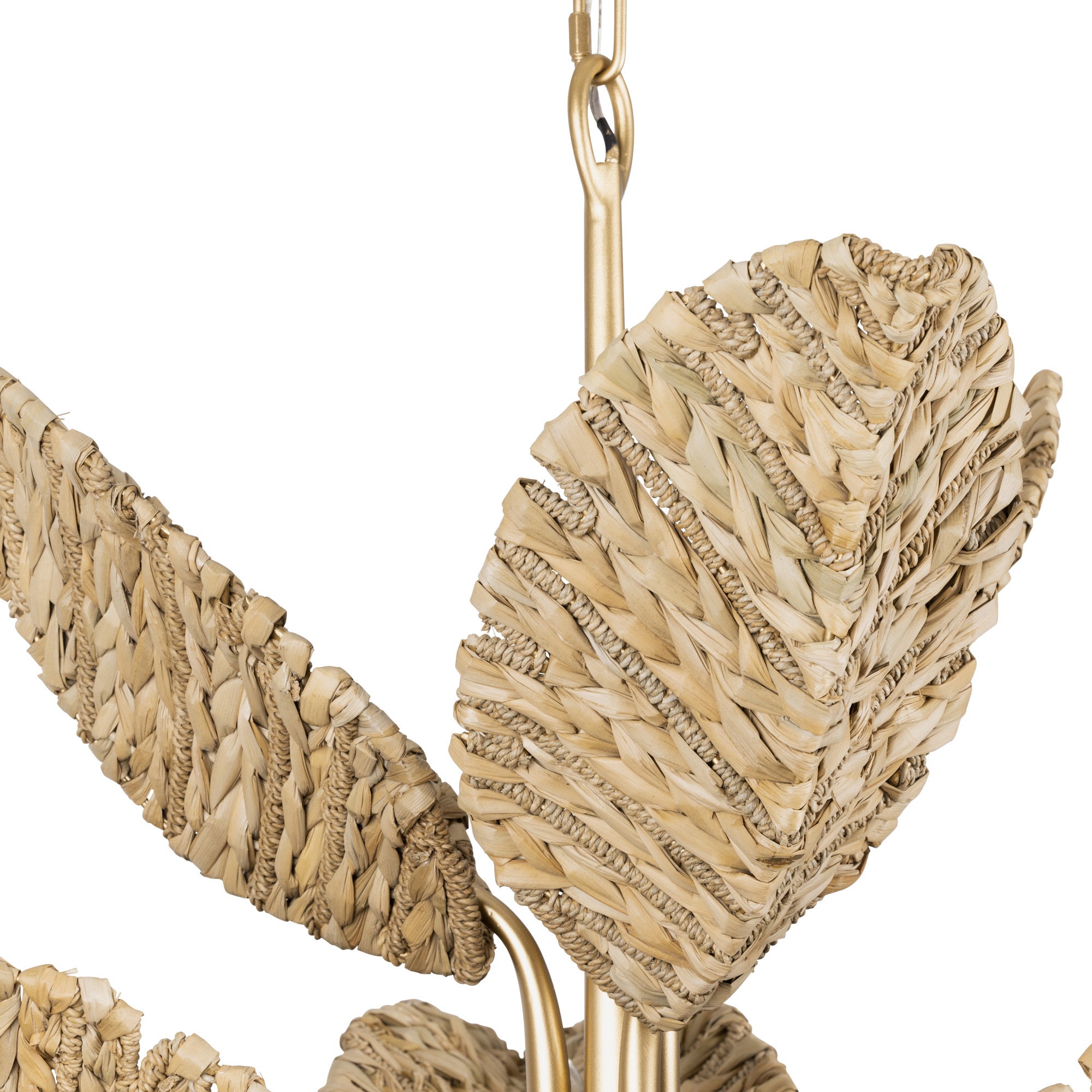 Banana Leaf 9 Light Chandelier - French Gold/Natural Seagrass