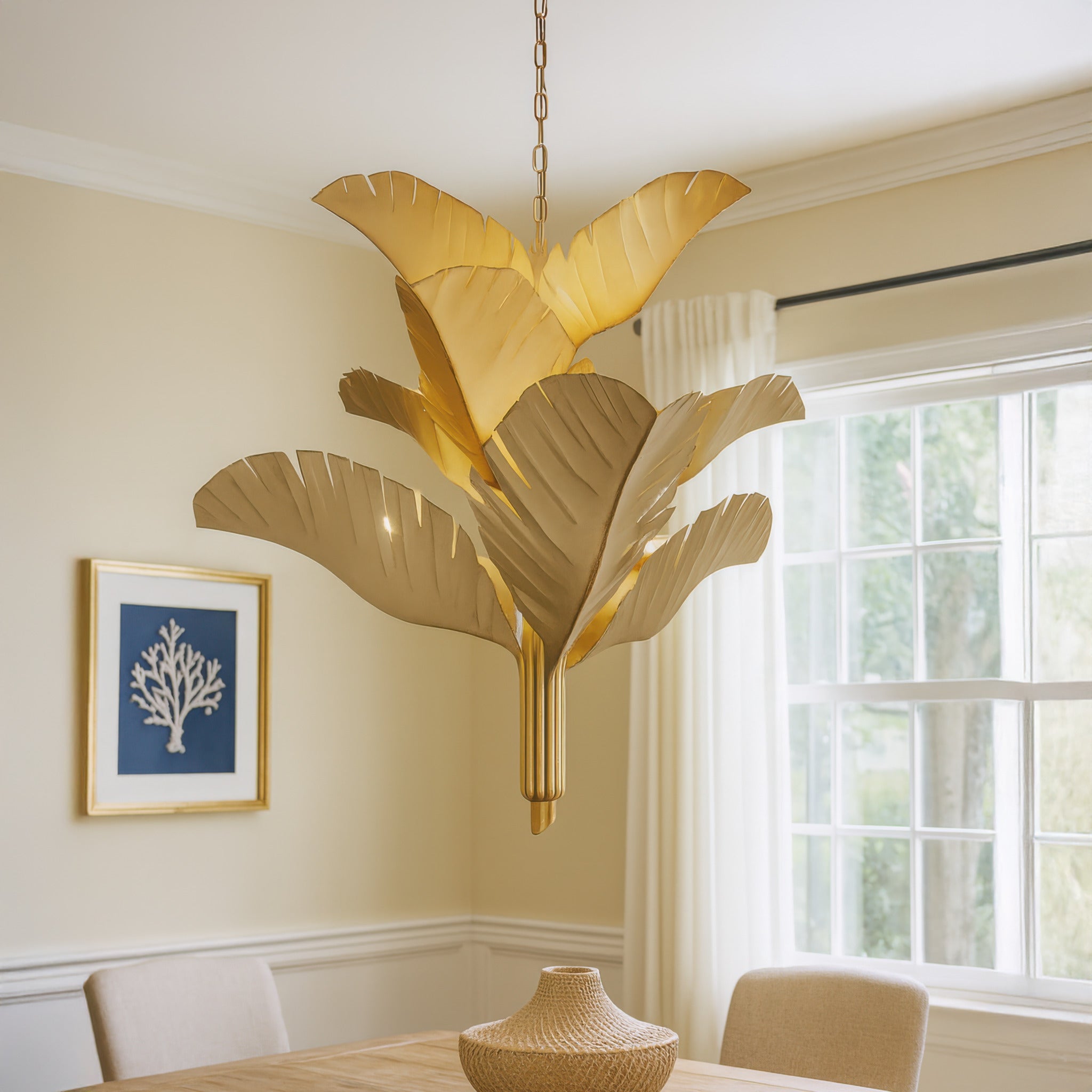 Banana Leaf 9 Light Chandelier - Gold