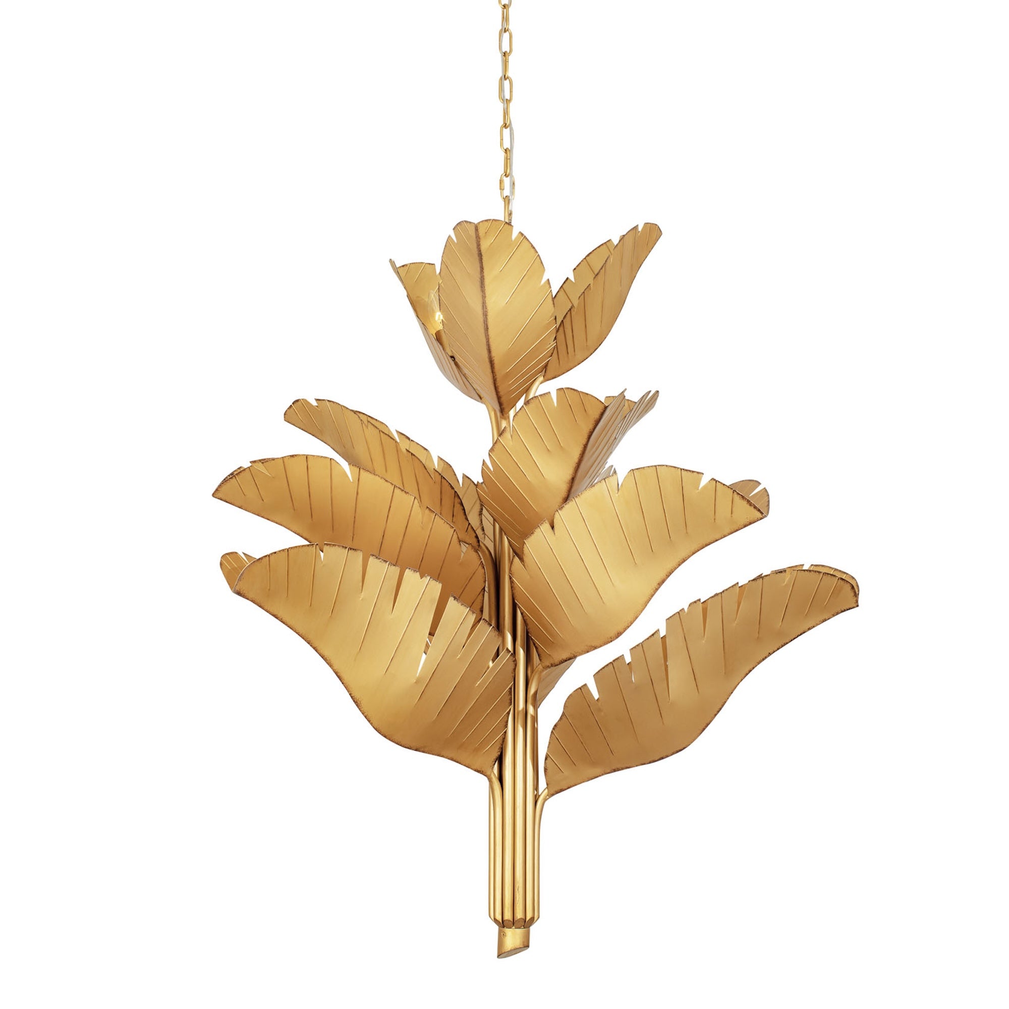 Banana Leaf 12-Light Chandelier - Gold/Dark Edging