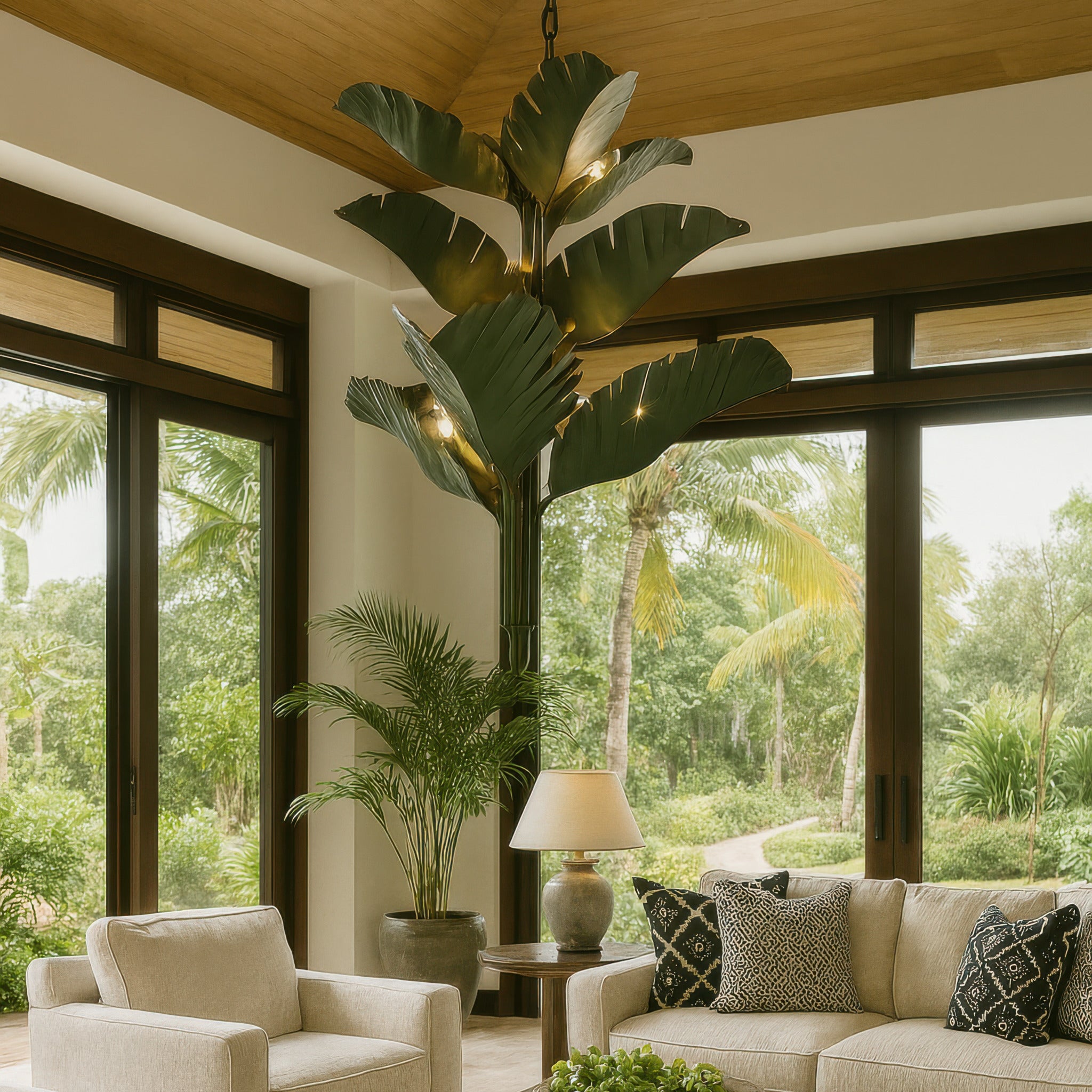 Banana Leaf 12 Light Chandelier - Banana Leaf