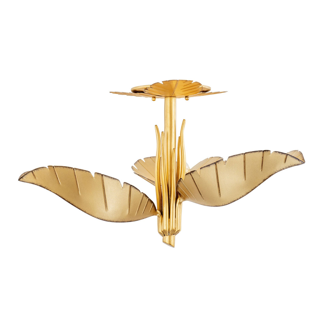 Banana Leaf 901S03GO Leaf 3-Lt Ceiling Light - Gold/Dark Edging