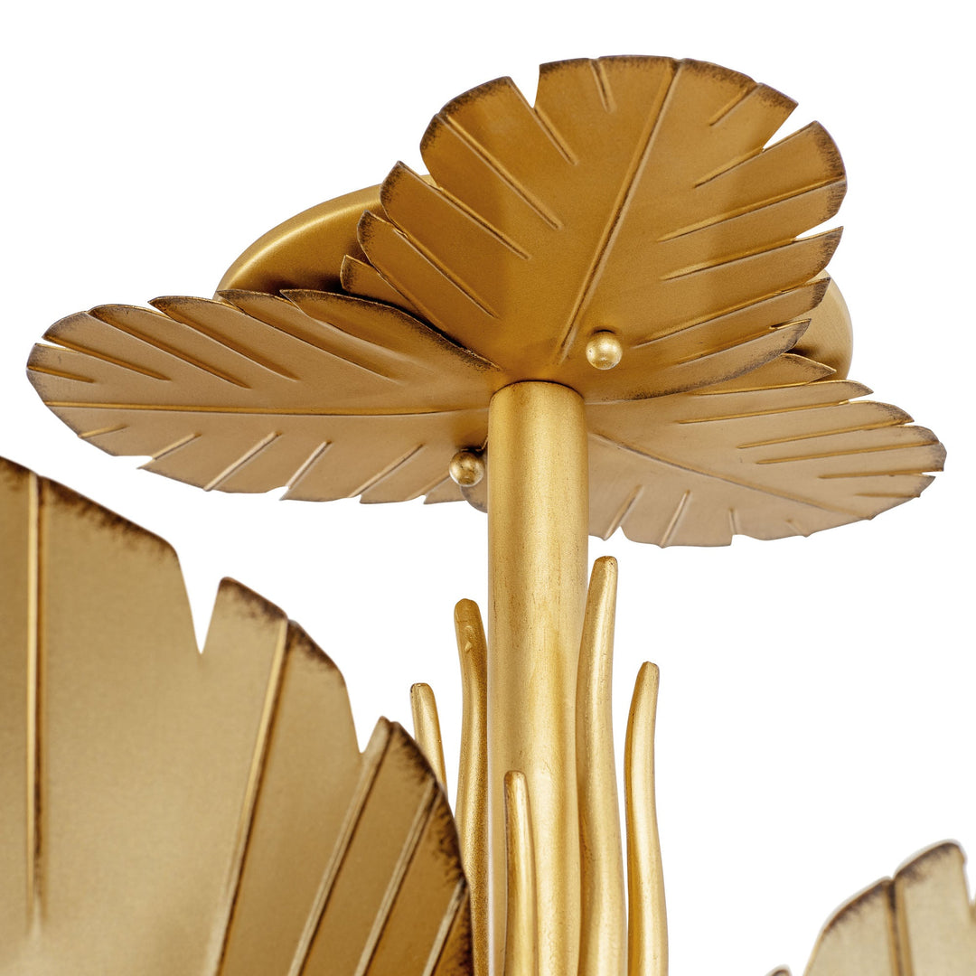 Banana Leaf 901S03GO Leaf 3-Lt Ceiling Light - Gold/Dark Edging