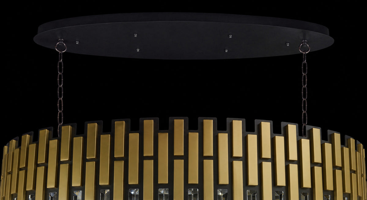 Black Tie 12 Light Dimmable Linear Pendant - Black and Satin Gold