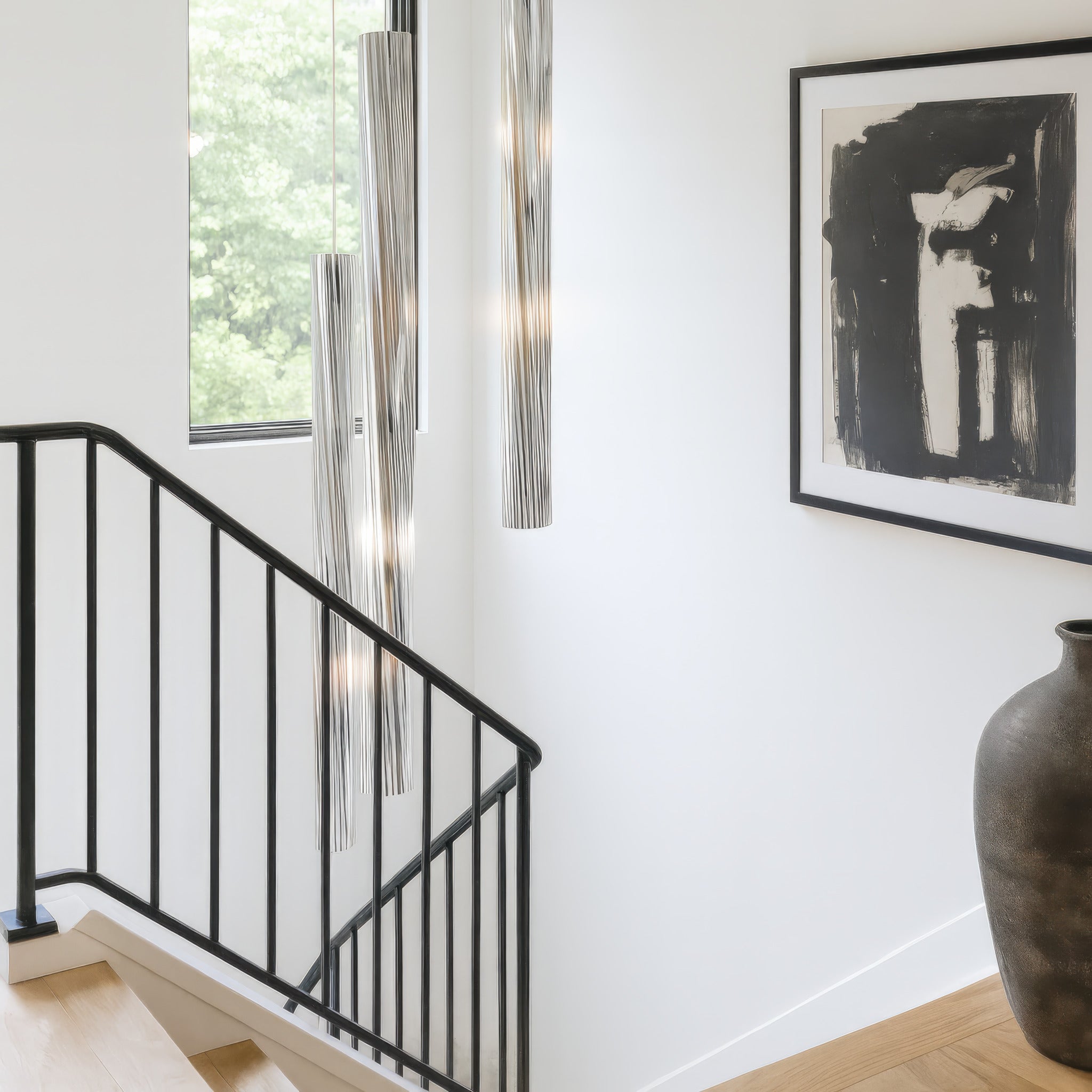 Chroman Empire 5-Light Tall Cylinder Pendant - Chrome