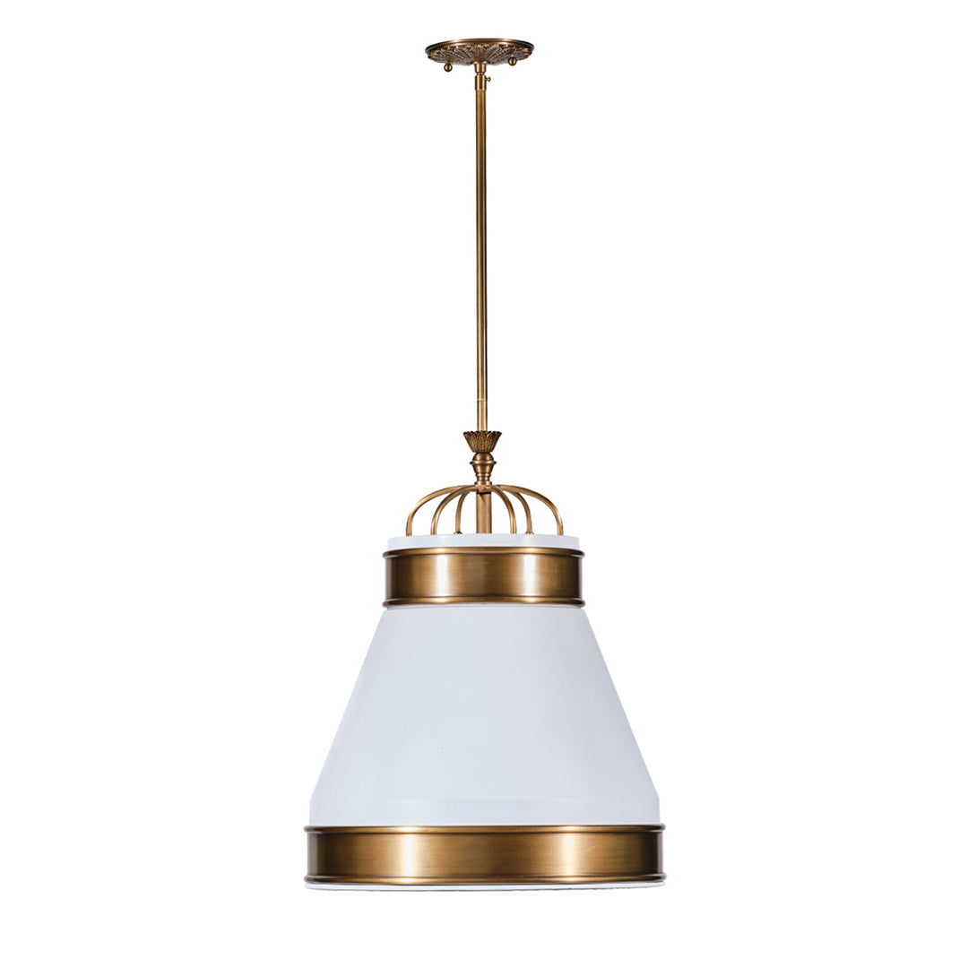 Savarin 549P01MWHTBRZ 1-Lt Medium Pendant - Heritage White/Heritage Bronze