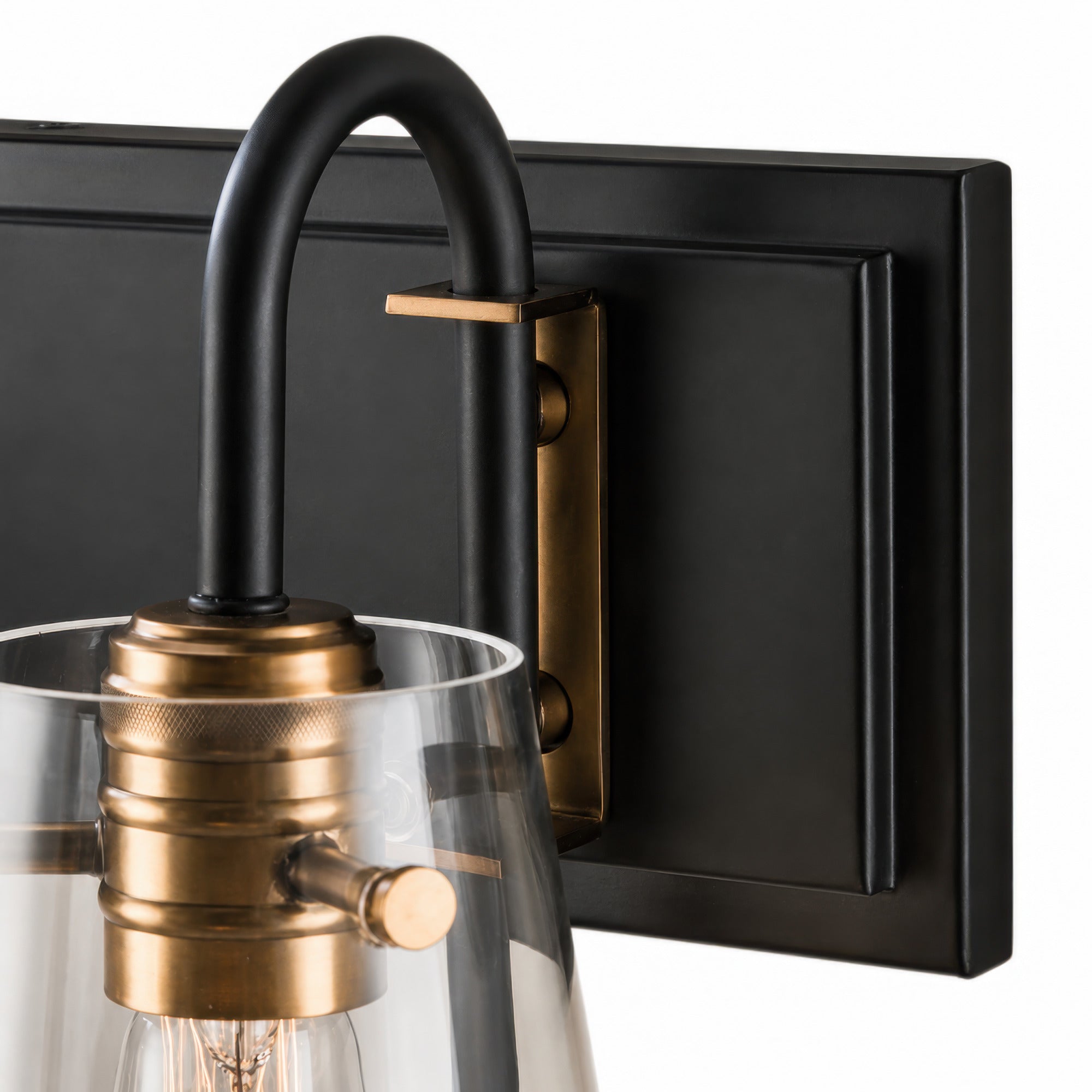 Bromyard Foundry Aged Brass and Matte Black Two Light Bath Vanity