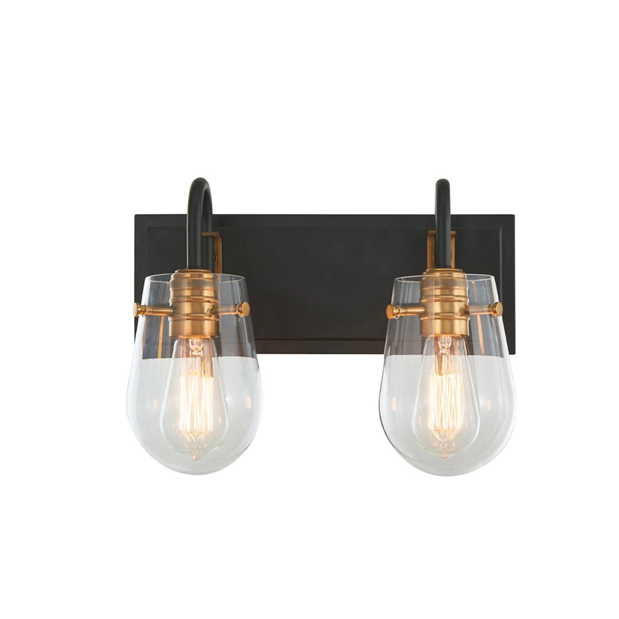 Bromyard Foundry Aged Brass and Matte Black Two Light Bath Vanity
