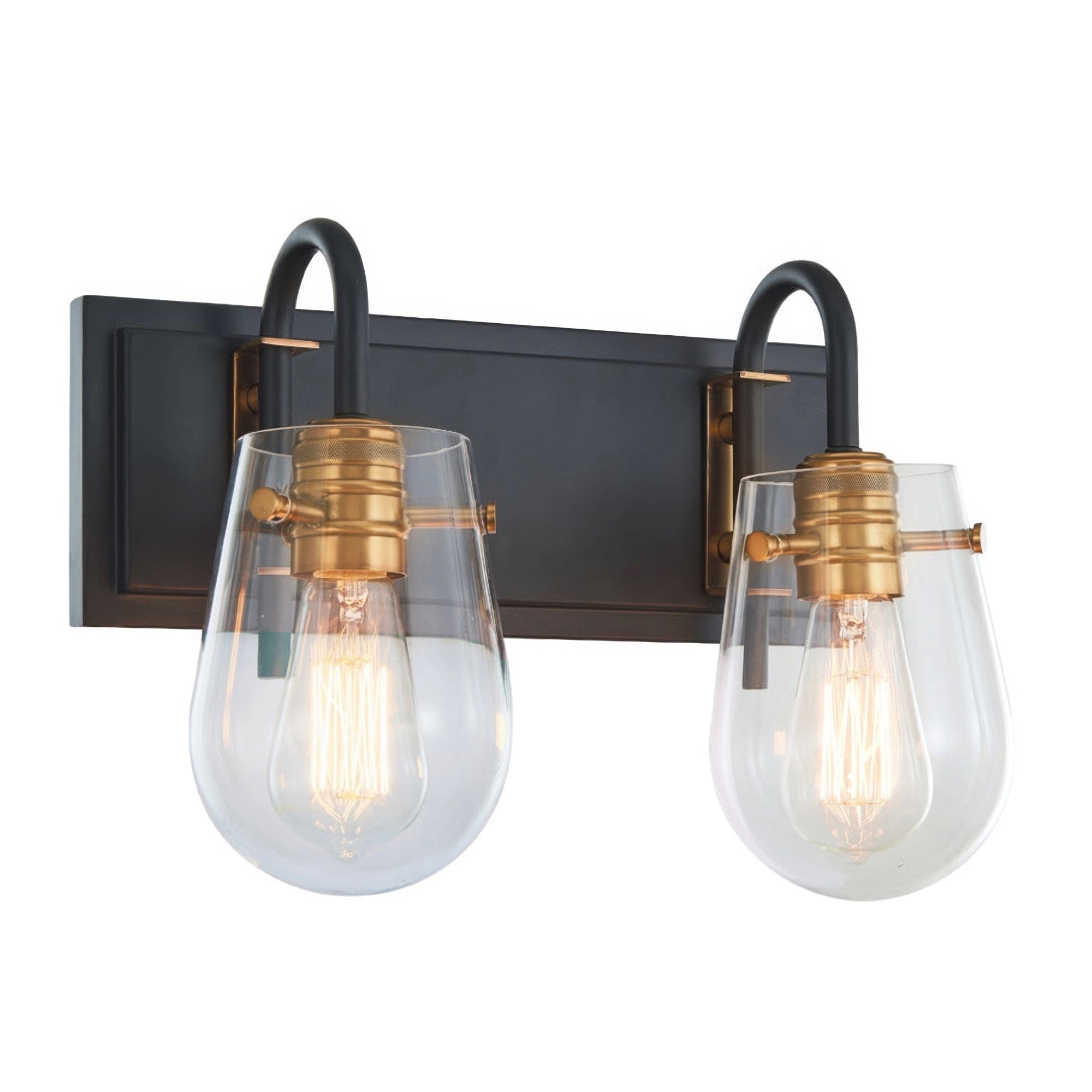 Bromyard Foundry Aged Brass and Matte Black Two Light Bath Vanity