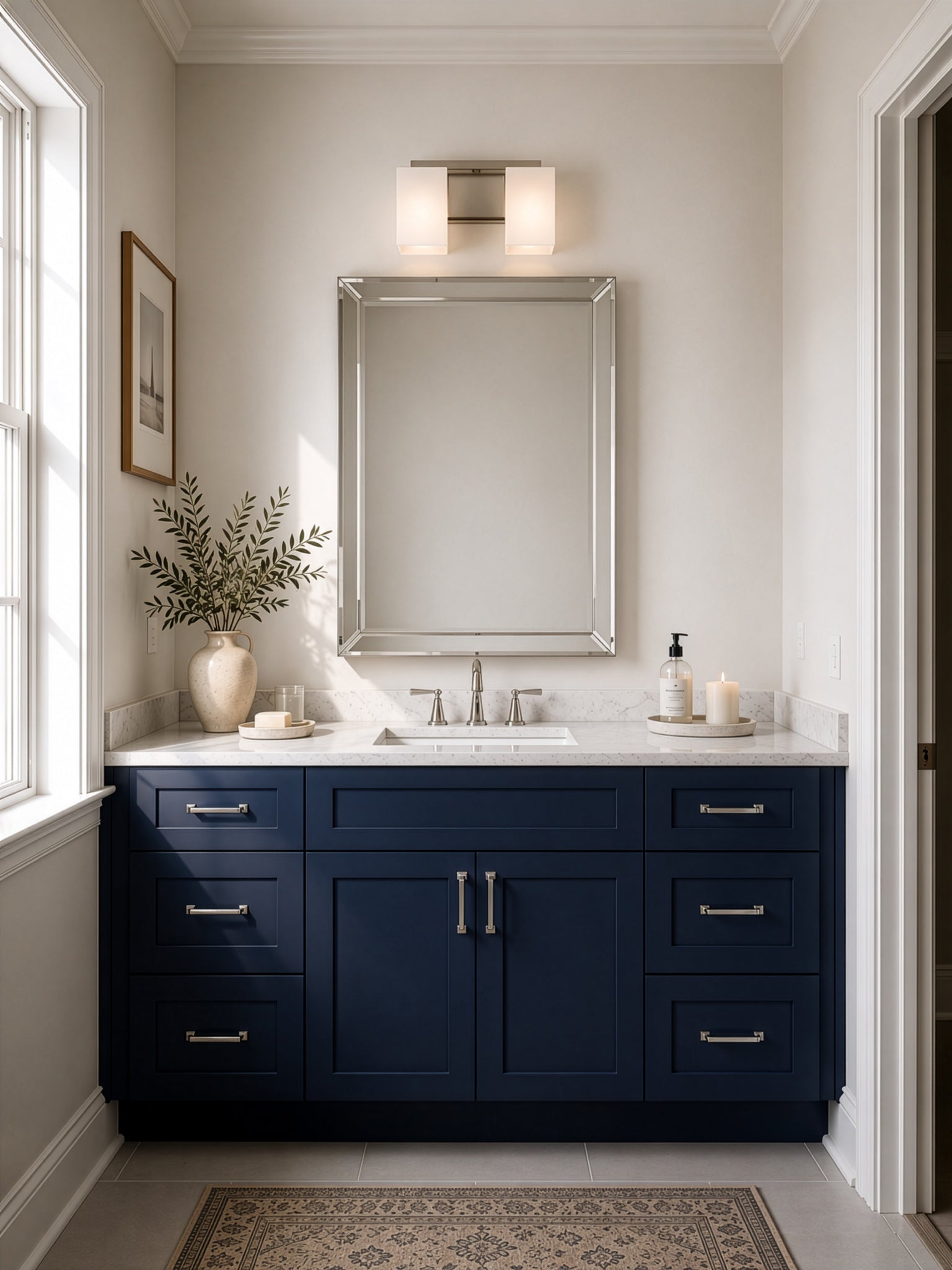 Capri On Trend Brushed Nickel Two Light Bath Vanity
