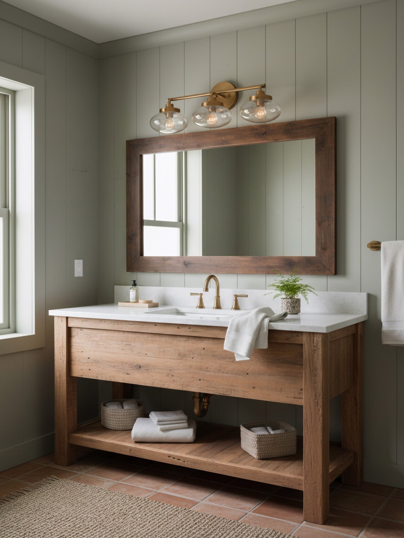Harrow Architectural Aged Brass Three Light Bath Vanity