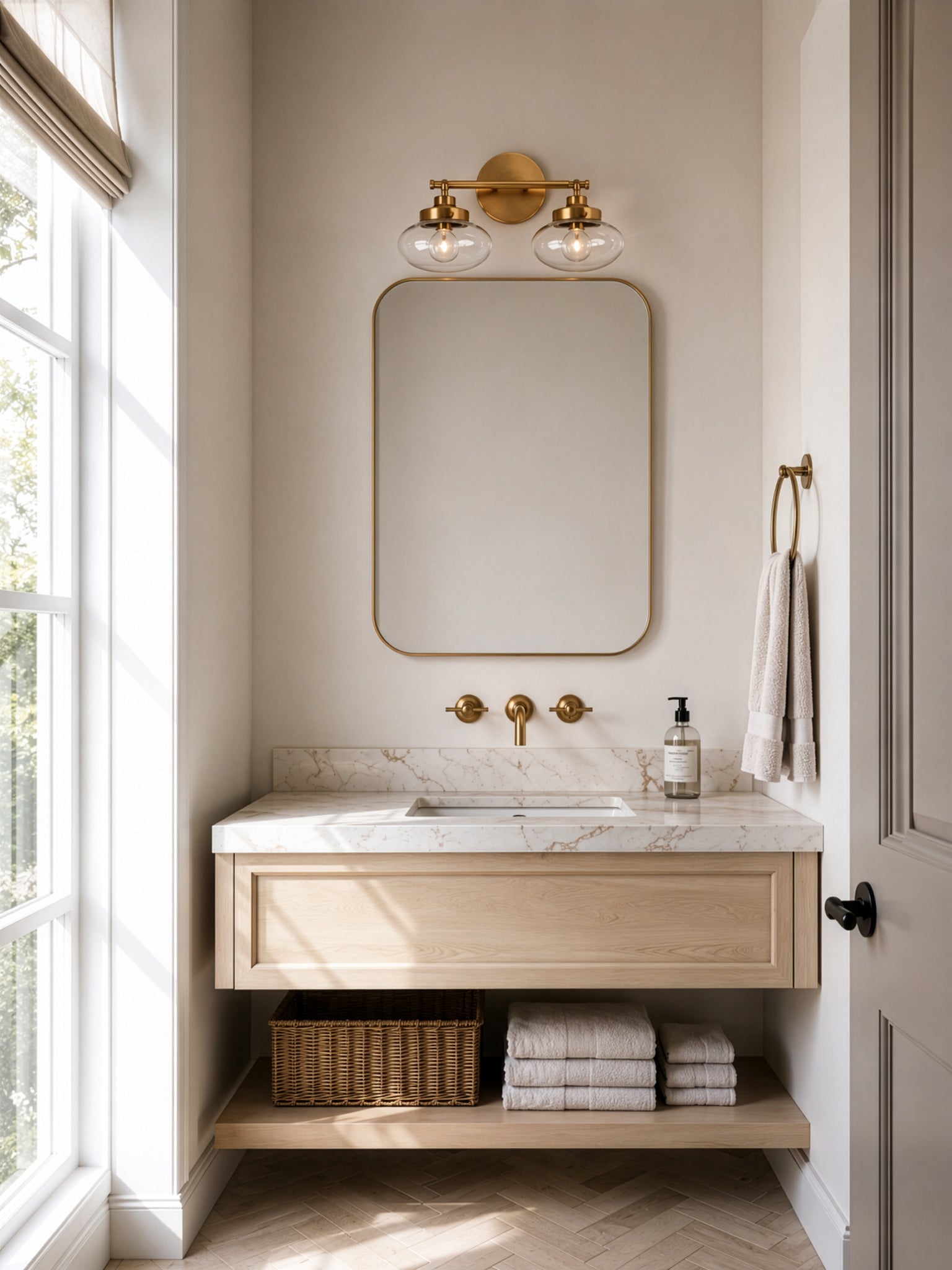 Harrow Architectural Aged Brass Two Light Bath Vanity