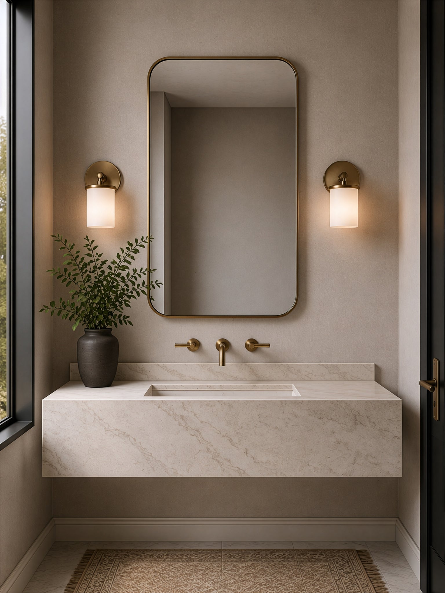 Merano On Trend Brushed Brass Single Wall Sconce Bath Vanity