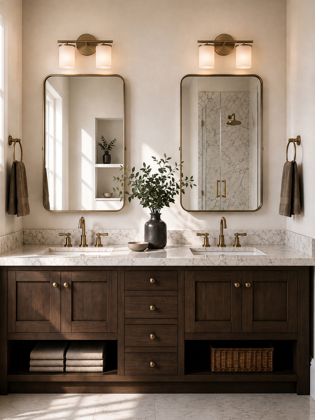 Merano On Trend Brushed Brass Two Light Bath Vanity