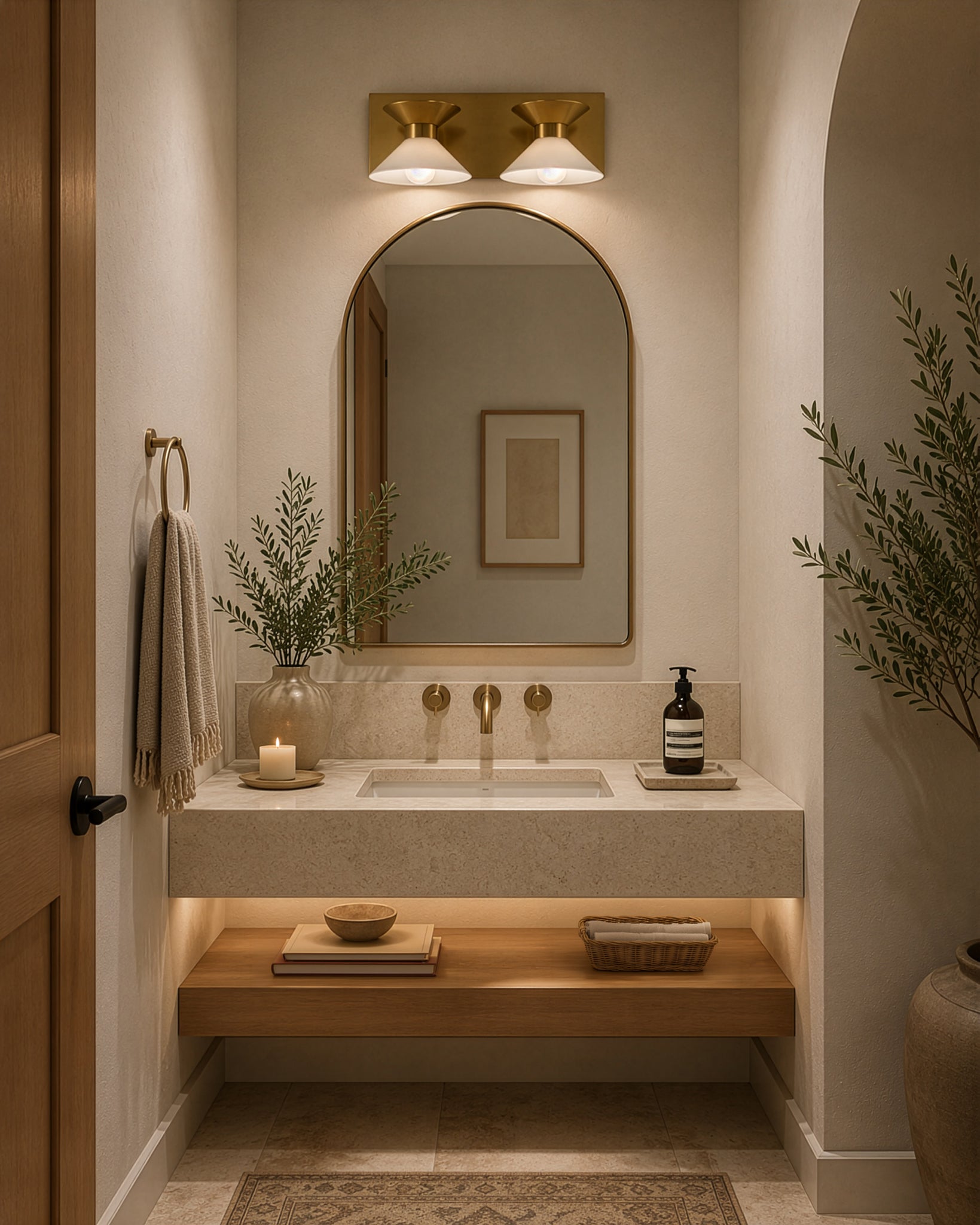 Ringsted Architectural Brushed Brass Two Light Bath Vanity