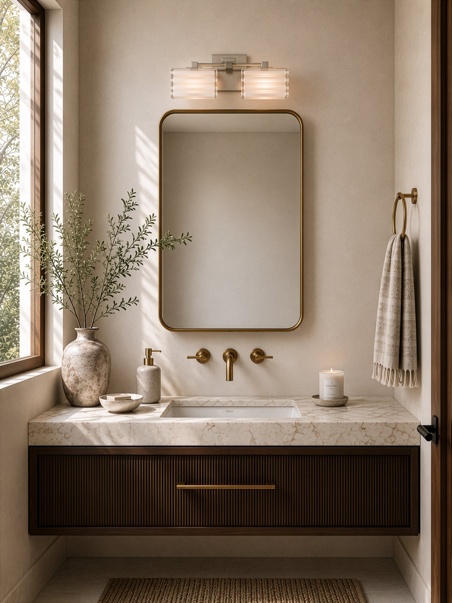 Sardinia On Trend Brushed Nickel Two Light Bath Vanity