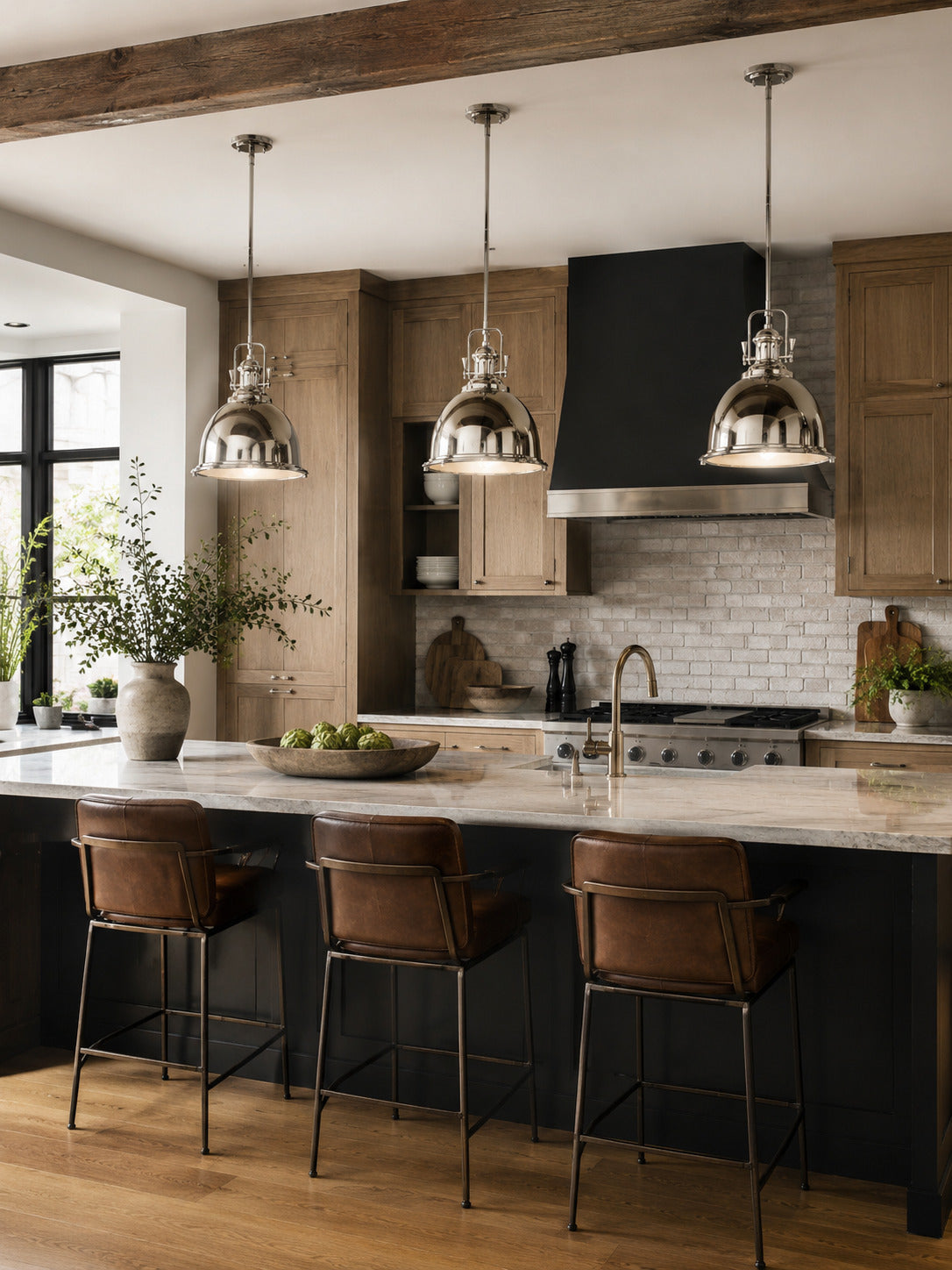 Stirling Architectural Polished Nickel Pendant