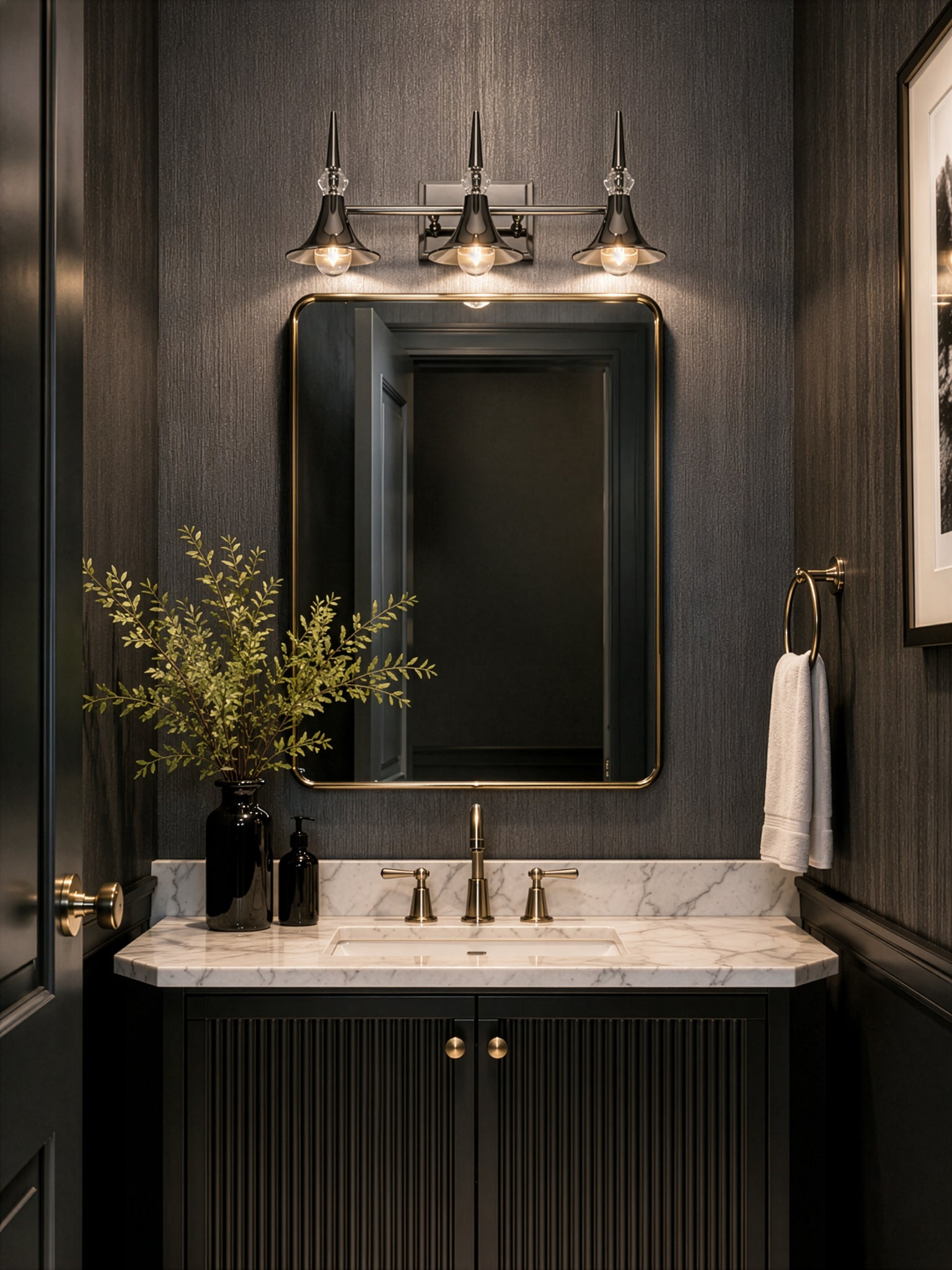 Tromba Tailored Black Chrome Three Light Bath Vanity