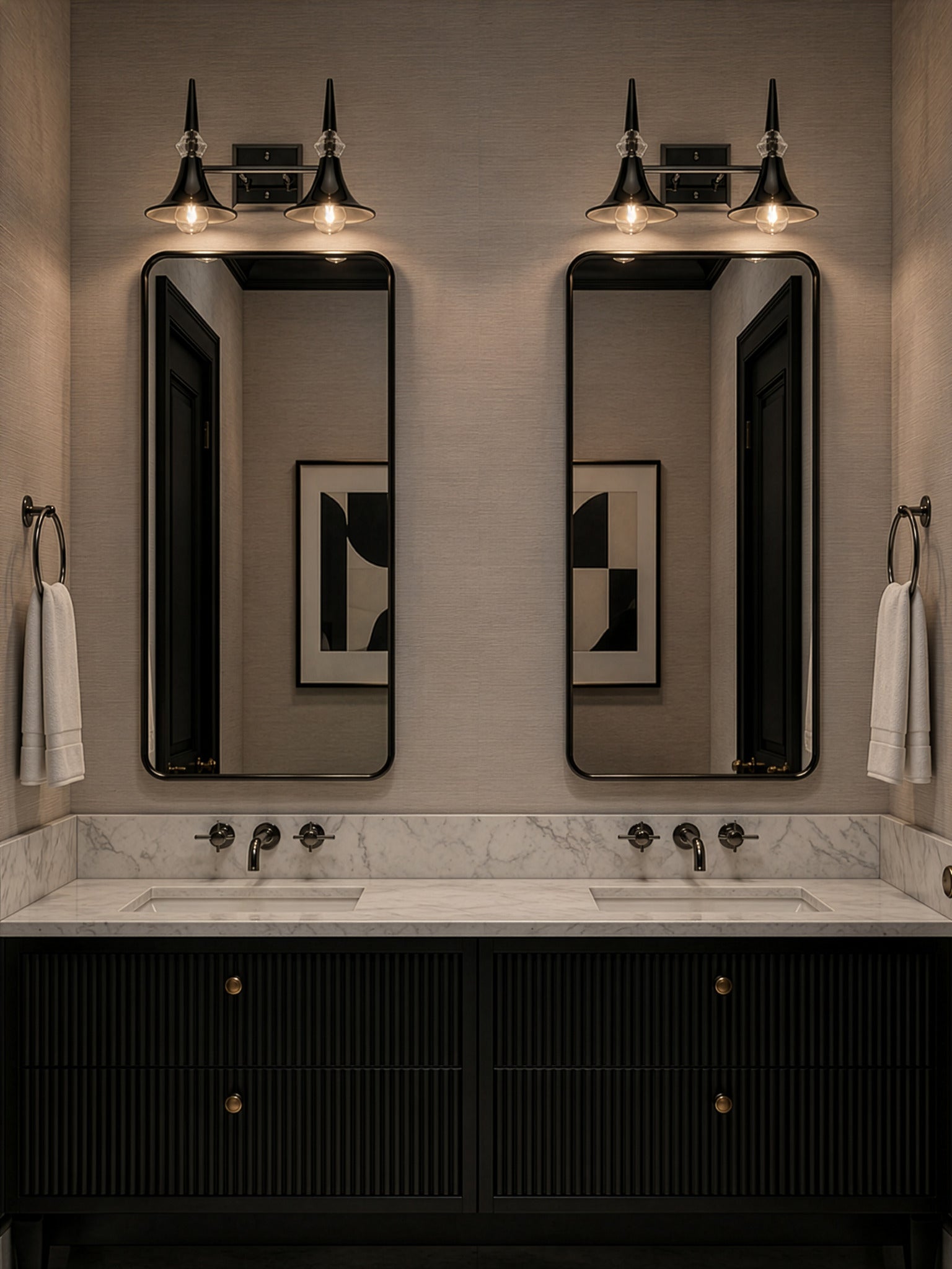 Tromba Tailored Black Chrome Two Light Bath Vanity