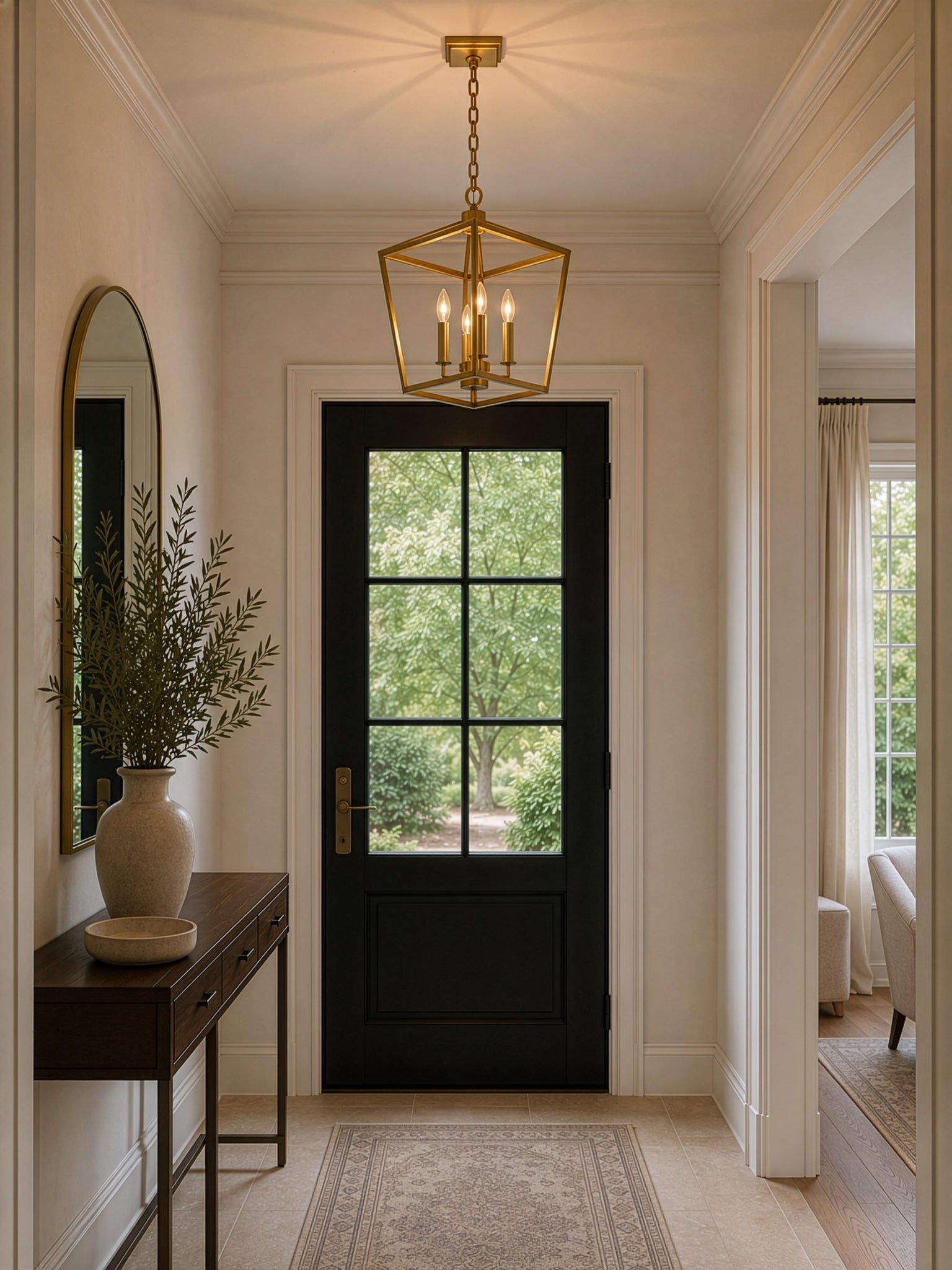 York Architectural Foyer Brushed Brass Pendant
