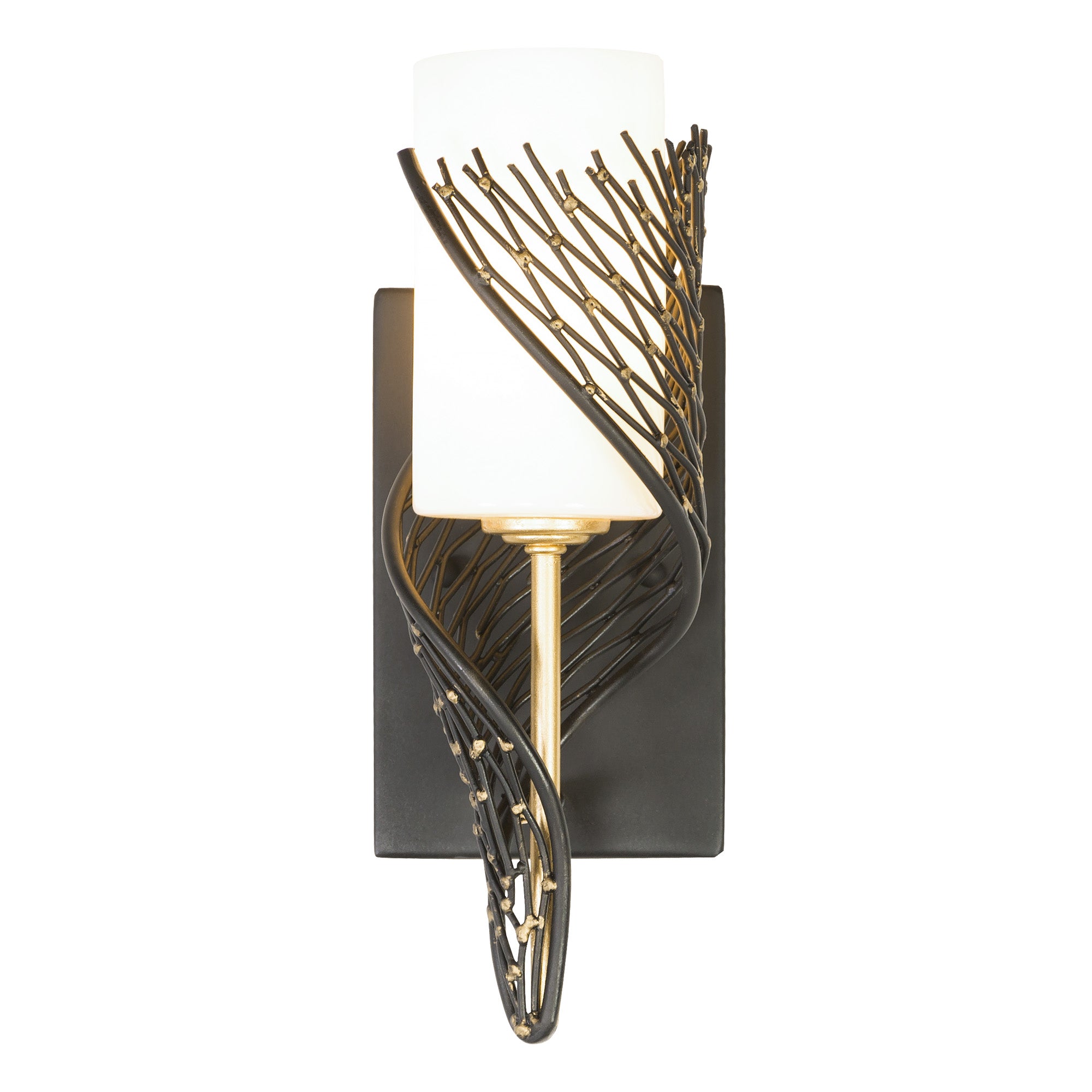 Flow 1-Light Right Sconce - Matte Black/French Gold