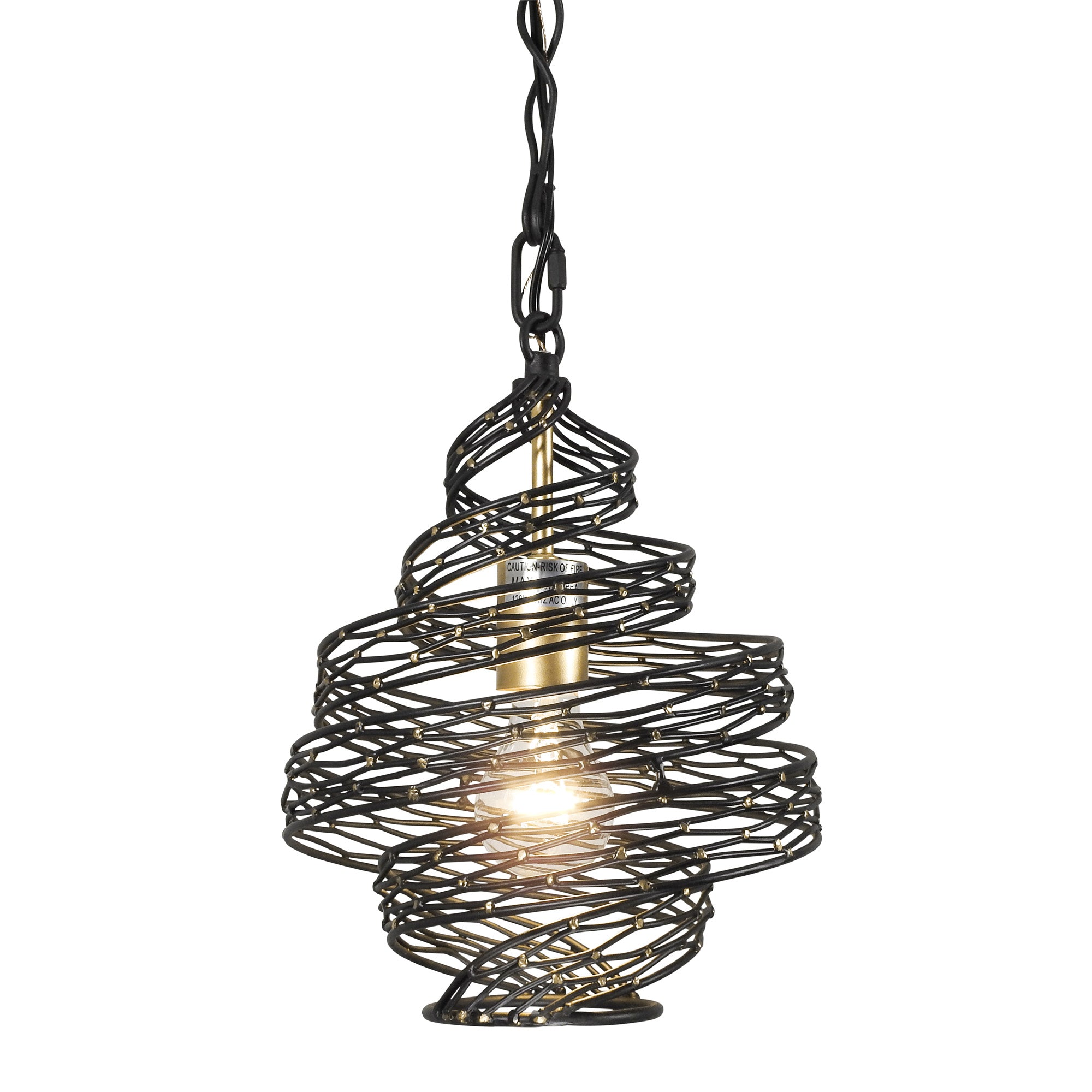 Flow 1-Light Twist Mini Pendant - Matte Black/French Gold