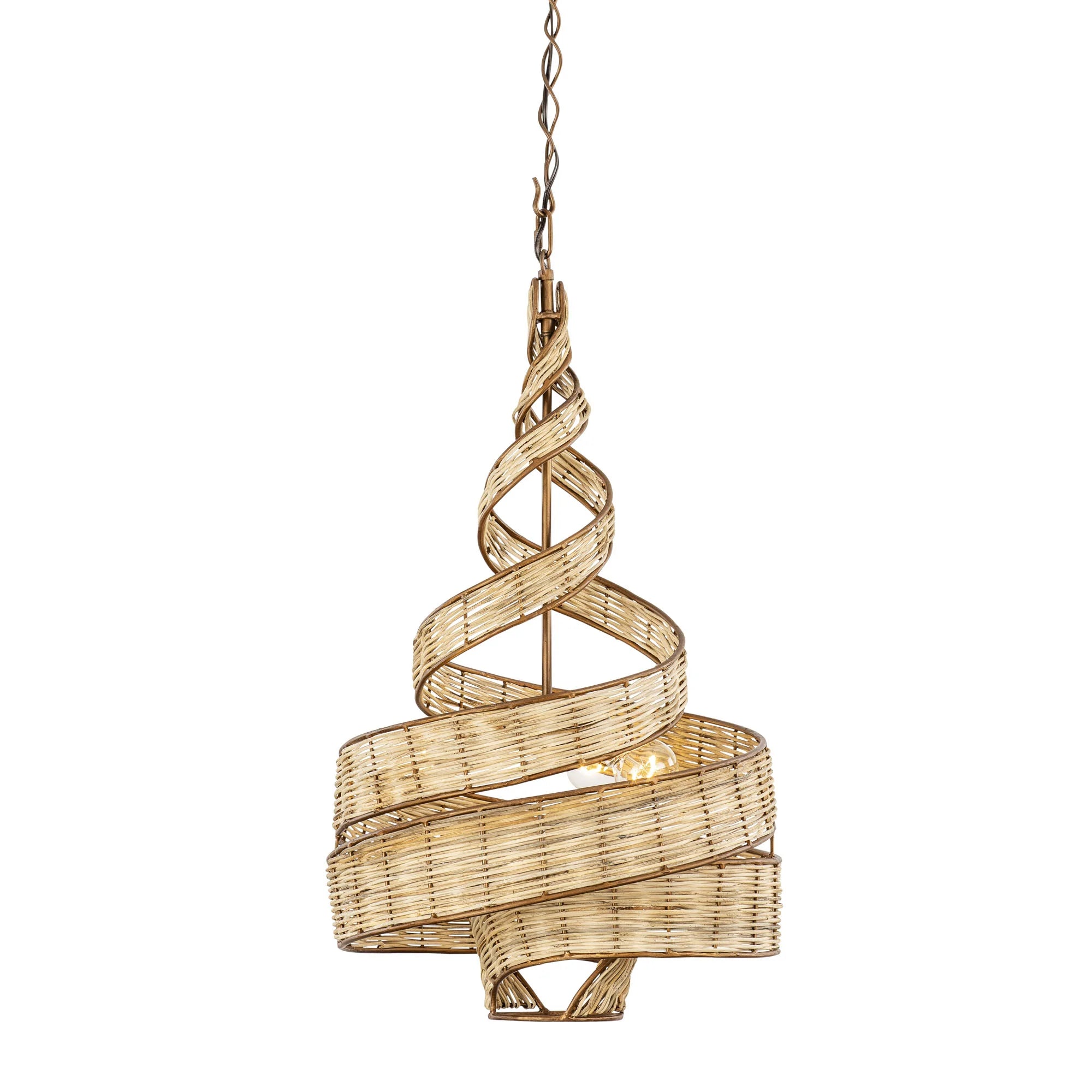 Flow 3-Light Twist Pendant - Baguette/Natural Rattan