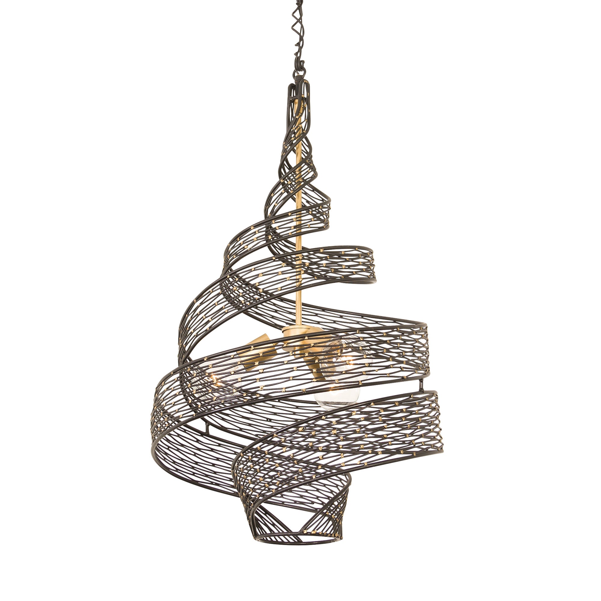 Flow 3-Light Twist Pendant - Matte Black/French Gold
