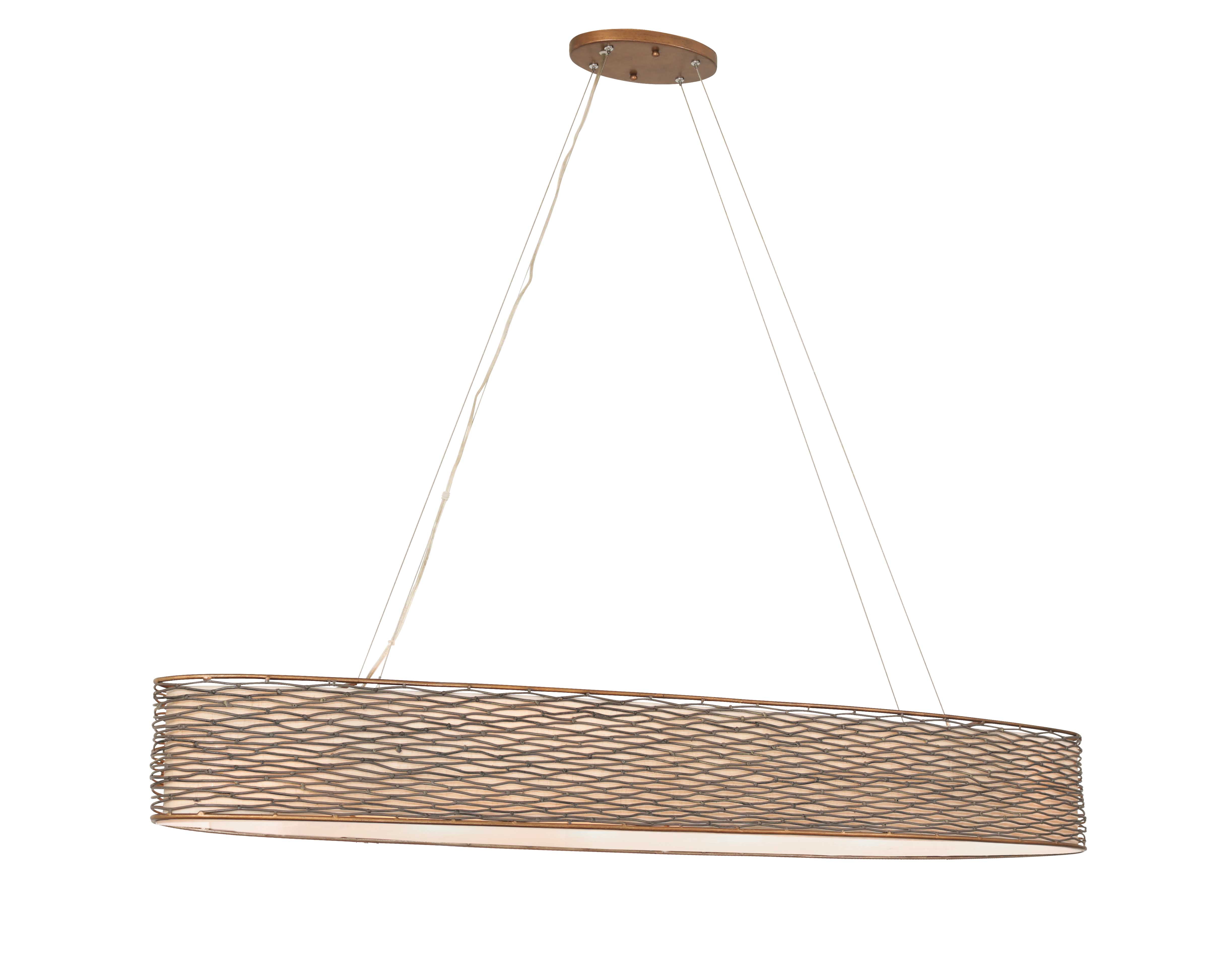 Flow 6-Light Oval Linear Pendant w/Fabric Shade - Hammered Ore