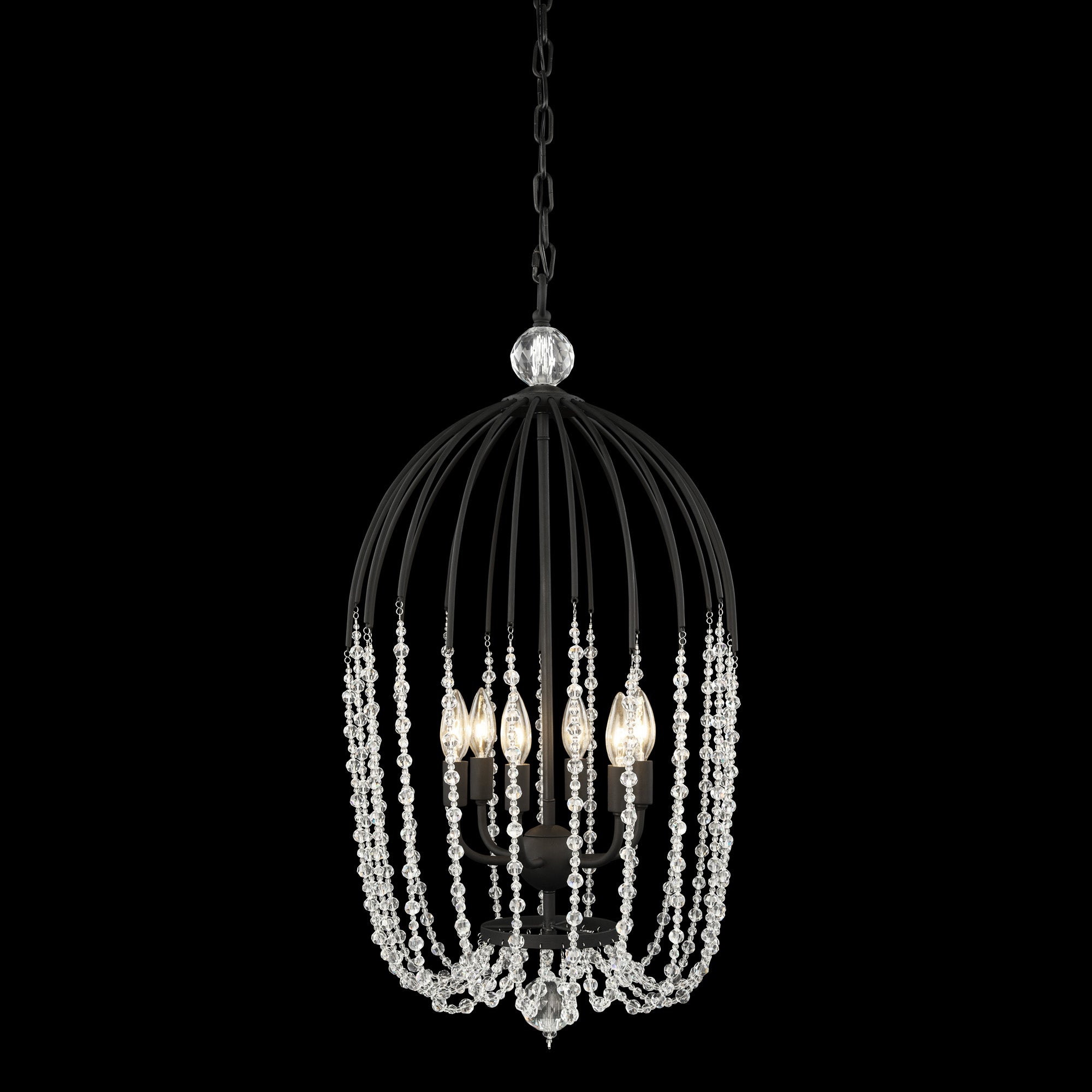 Voliere 6-Light Crystal Pendant - Matte Black