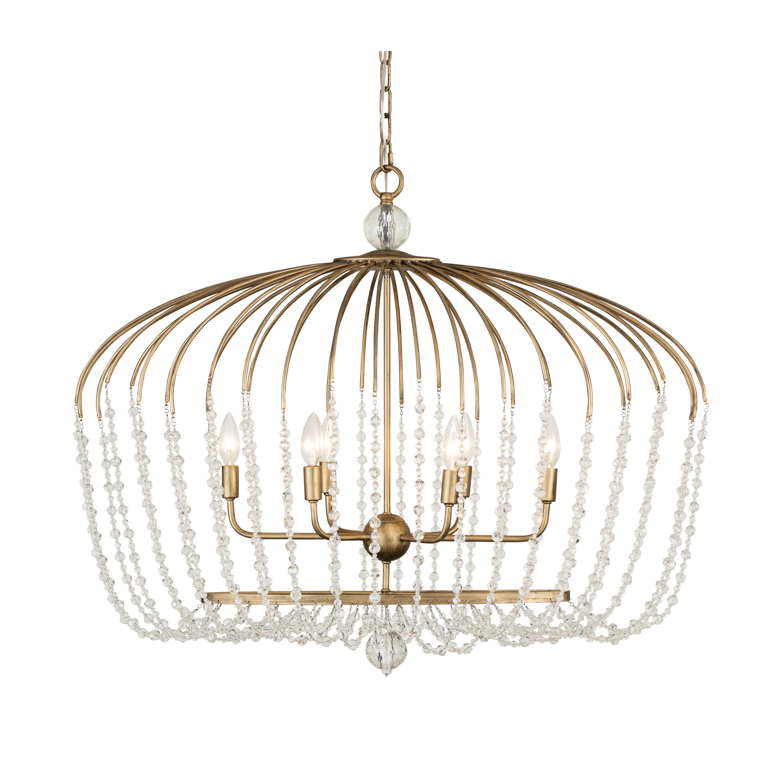 Voliere 6-Light Crystal Oval Pendant - Havana Gold
